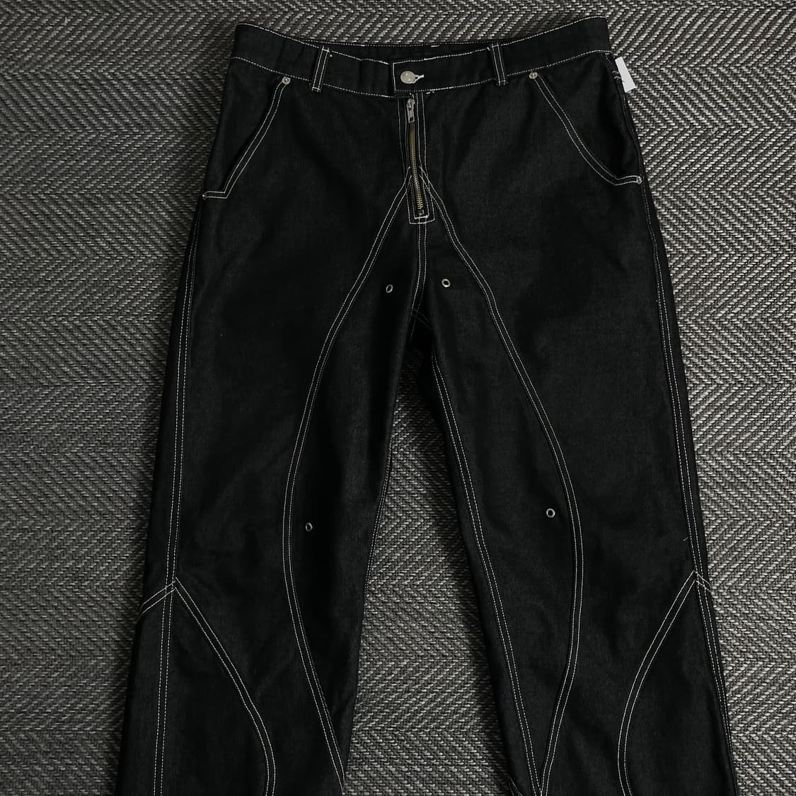 51퍼센트 스티치 디테일 블랙 데님 와이드 팬츠y 3403 상품이미지4