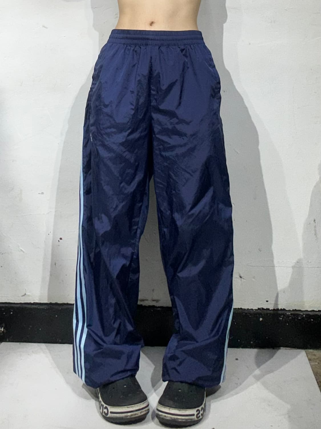 90s 아디다스 네이비 스카이 블루 삼선 대장급 와이드 트랙 팬츠 XL 상품이미지2