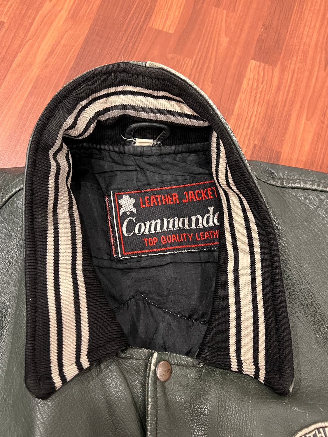 90-00s Commando 코만도 할리데이비슨 바시티 레더 자켓 상품이미지10