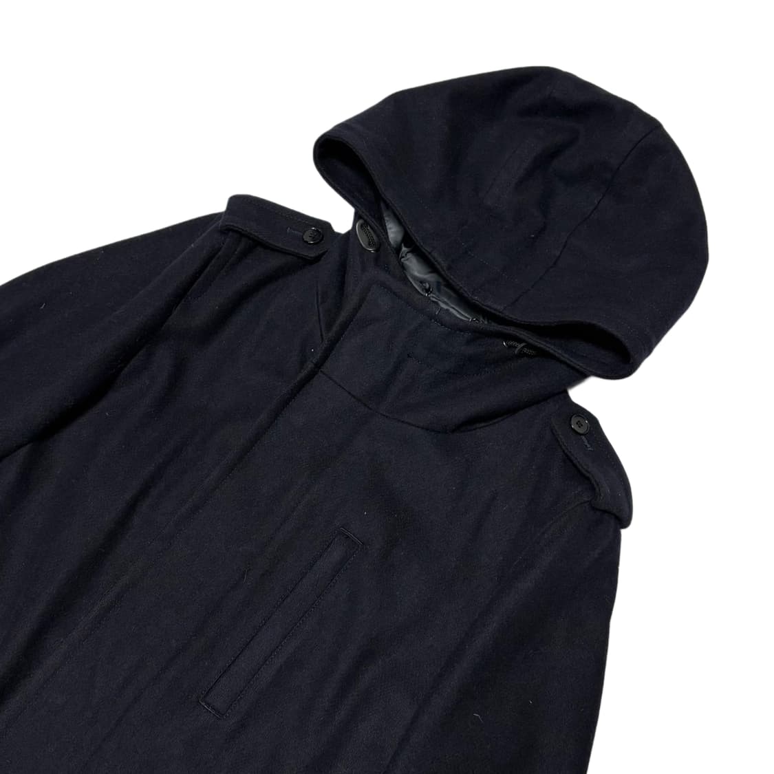 custom culture navy hoodie wool coat 상품이미지3