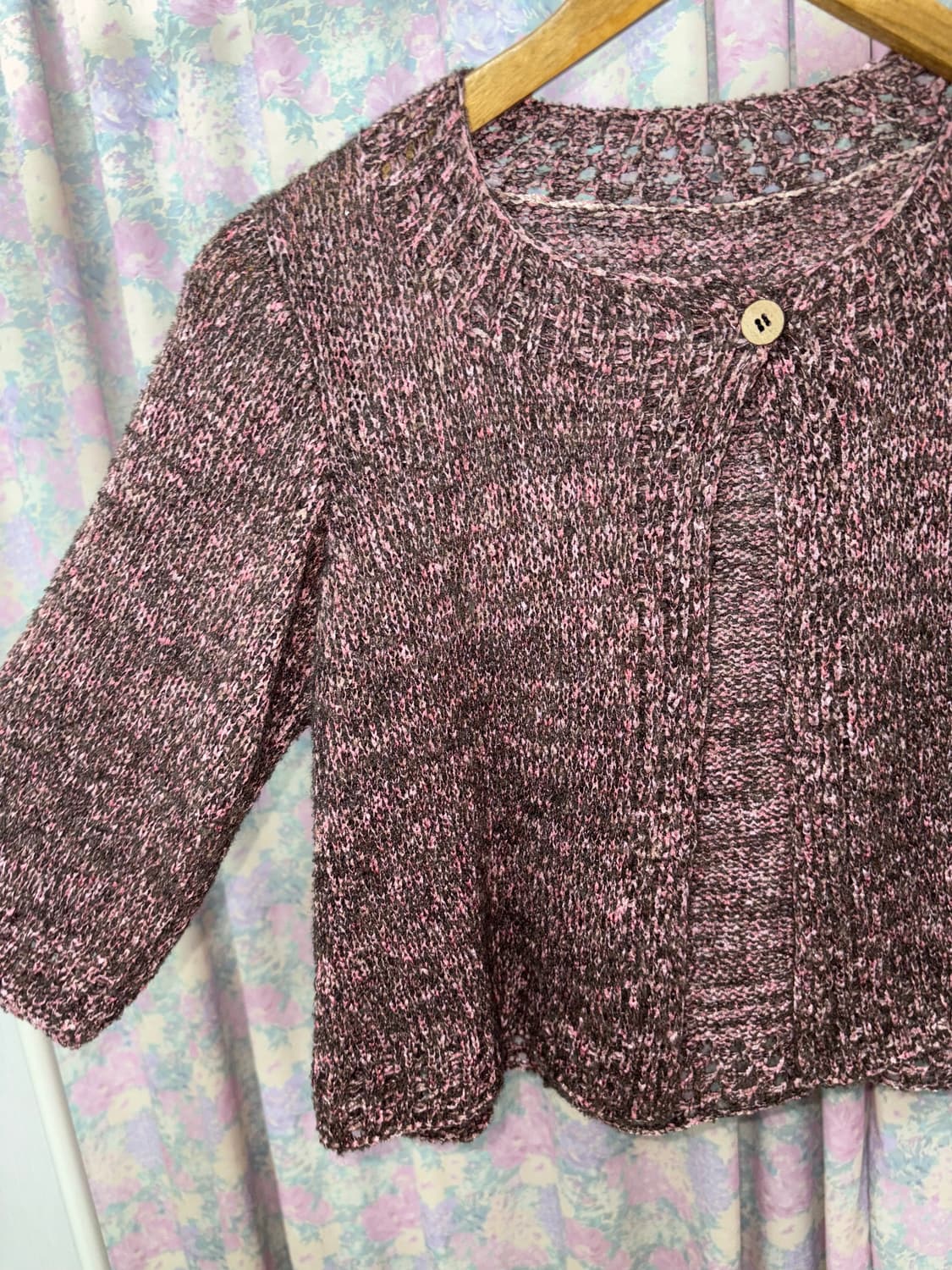핑크 브라운 7부 니트 가디건 상품이미지5