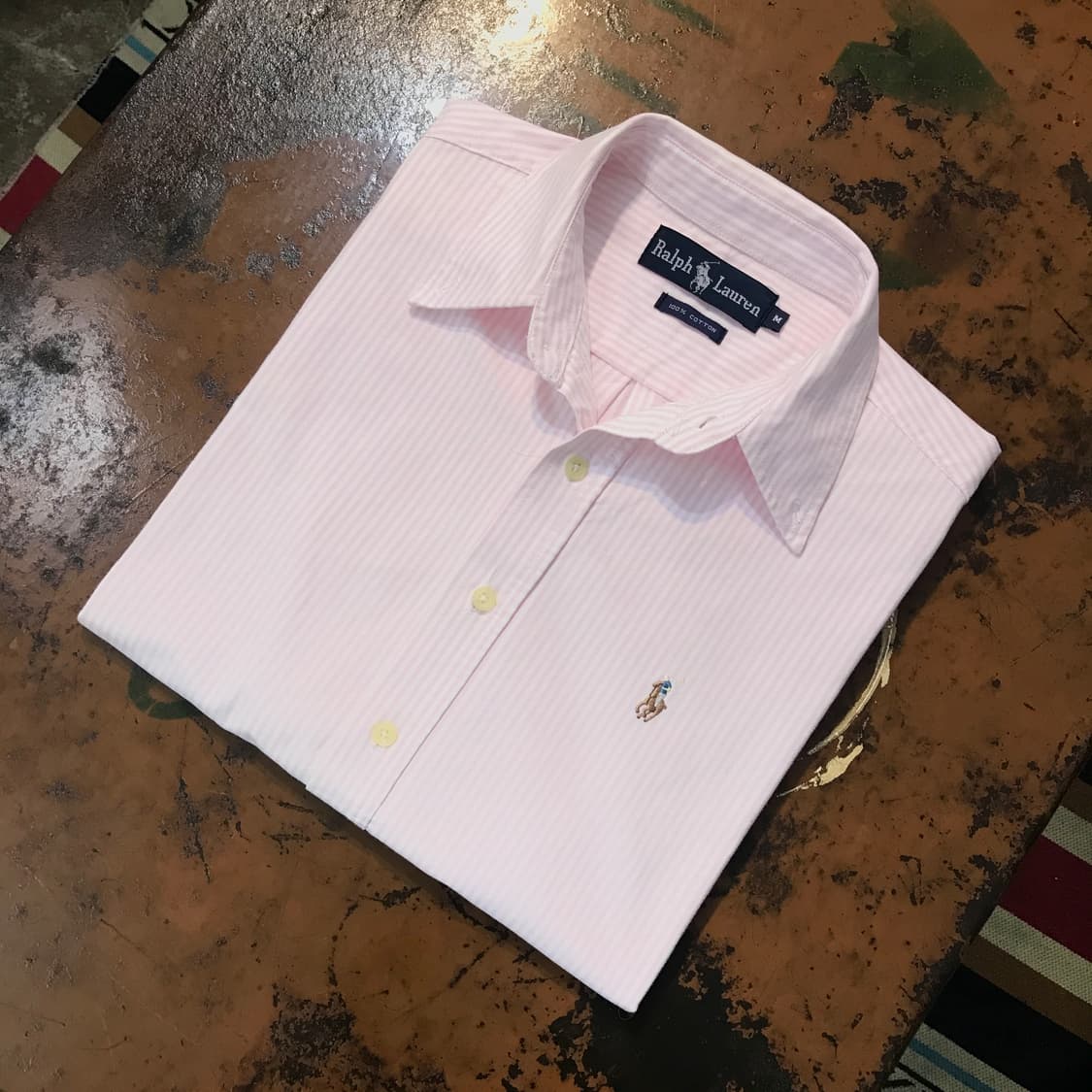 폴로랄프로렌 라이트 핑크 스트라이프 옥스포드 셔츠 여성 66 사이즈 상품이미지1
