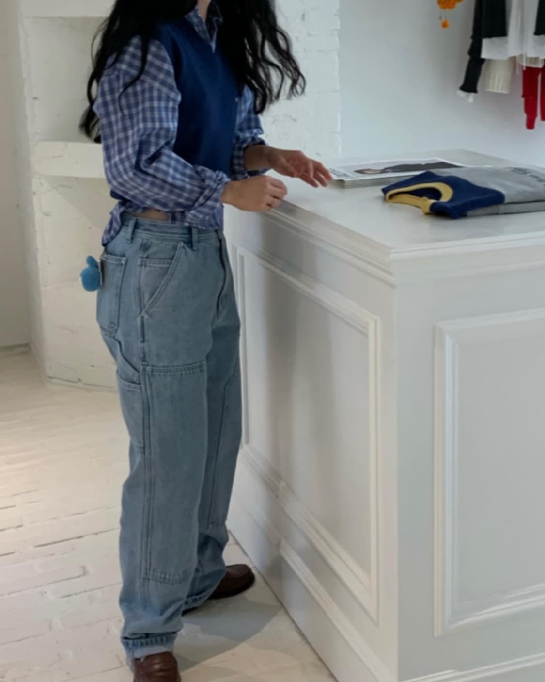 더바넷 아도르 체크 크롭 셔츠 ador check shirt 상품이미지5