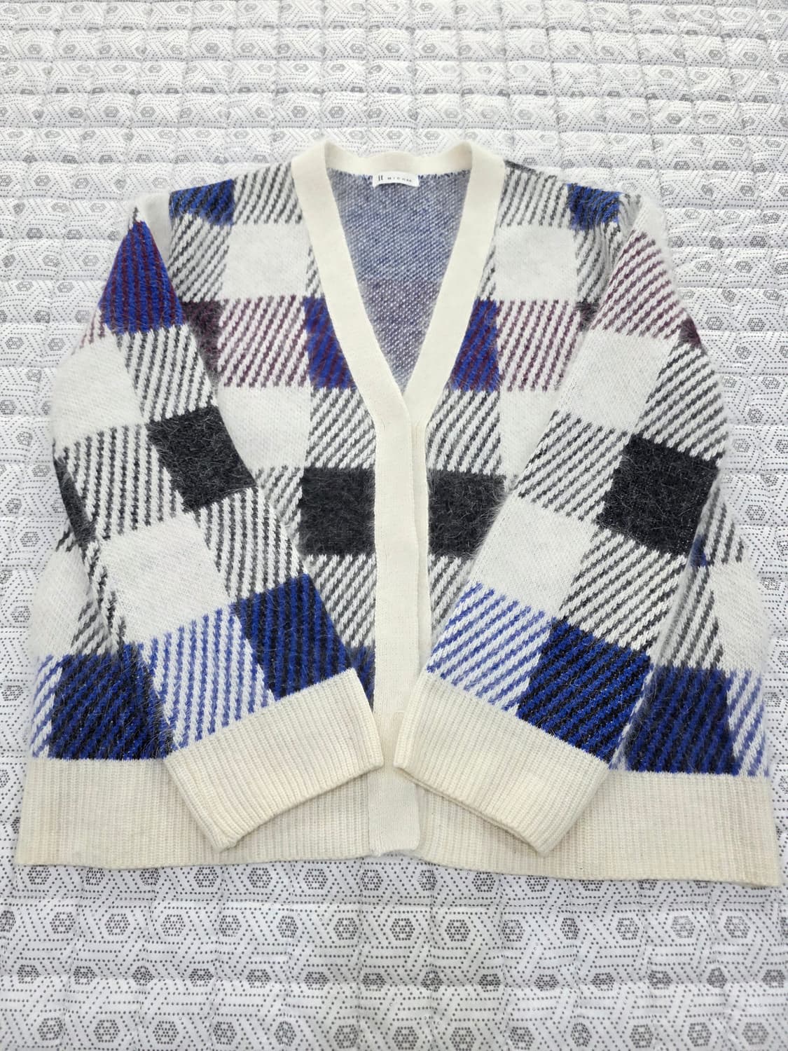 잇미샤 체크 앙고라 가디건 FREE 상품이미지1