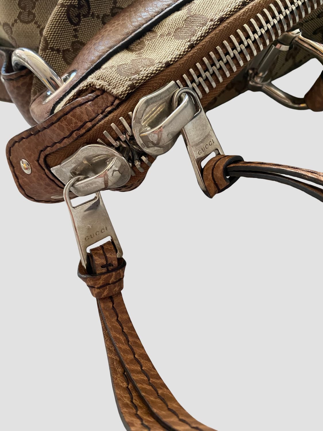 [구찌] 정품 뱀부 바 GG 캔버스 라지 숄더백 상품이미지6