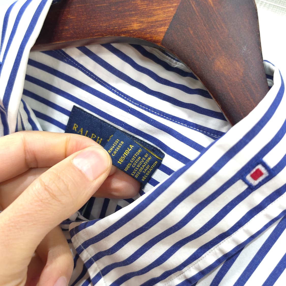 랄프로렌 스트라이프 만국기 자수셔츠- XL 상품이미지8