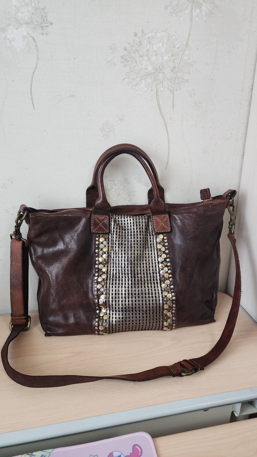 캄포마찌 가죽 토트백 숄더백 브라운 상품이미지2