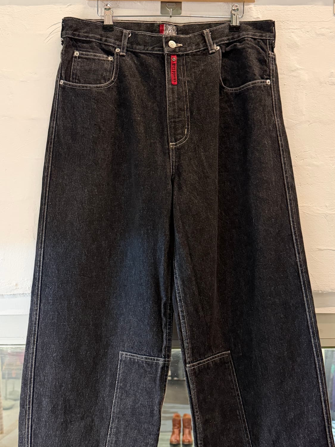 Ruff Ryders Japan 블랙 흑청 데님 와이드 팬츠 34x34 상품이미지3