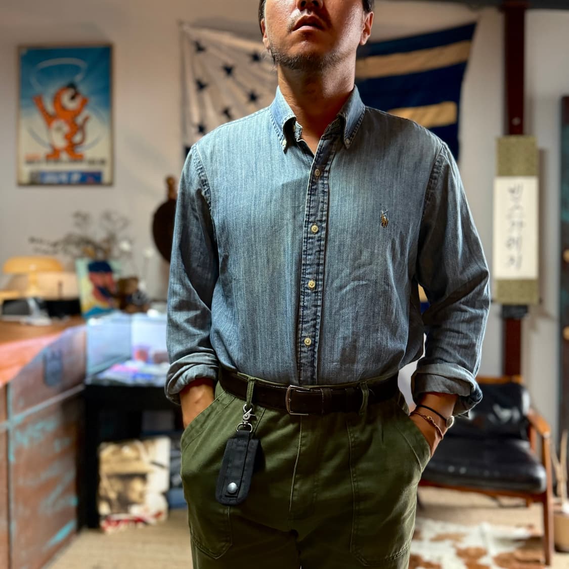 폴로 랄프로렌 클래식 핏 샴브레이 셔츠 L 상품이미지8