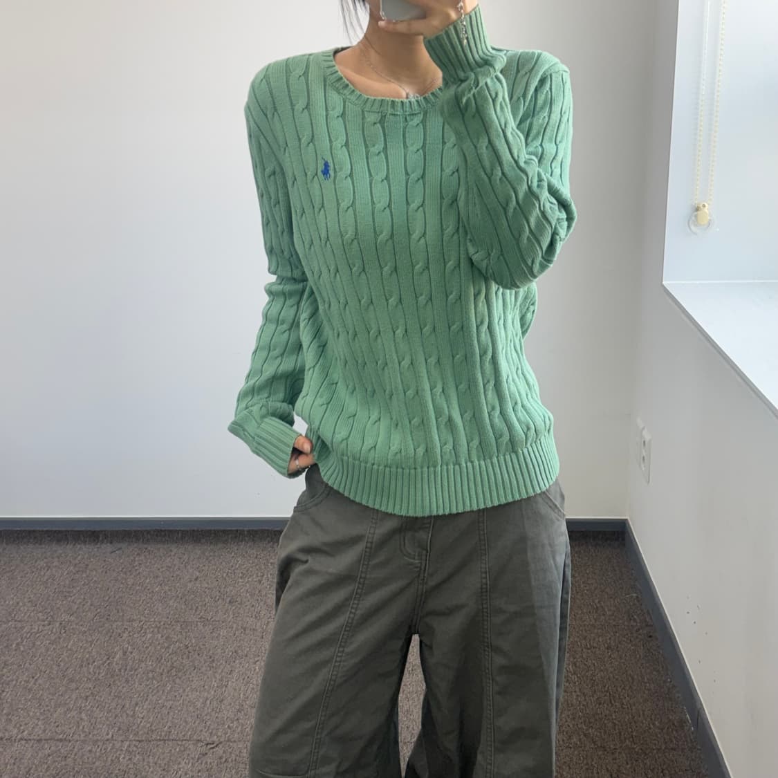 Polo 폴로 블루 포니 그린 케이블 니트 상품이미지2