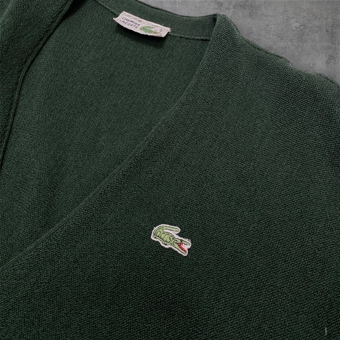 라코스테 Lacoste 딥그린 크록패치 퓨어울 브이넥 가디건 100 상품이미지4