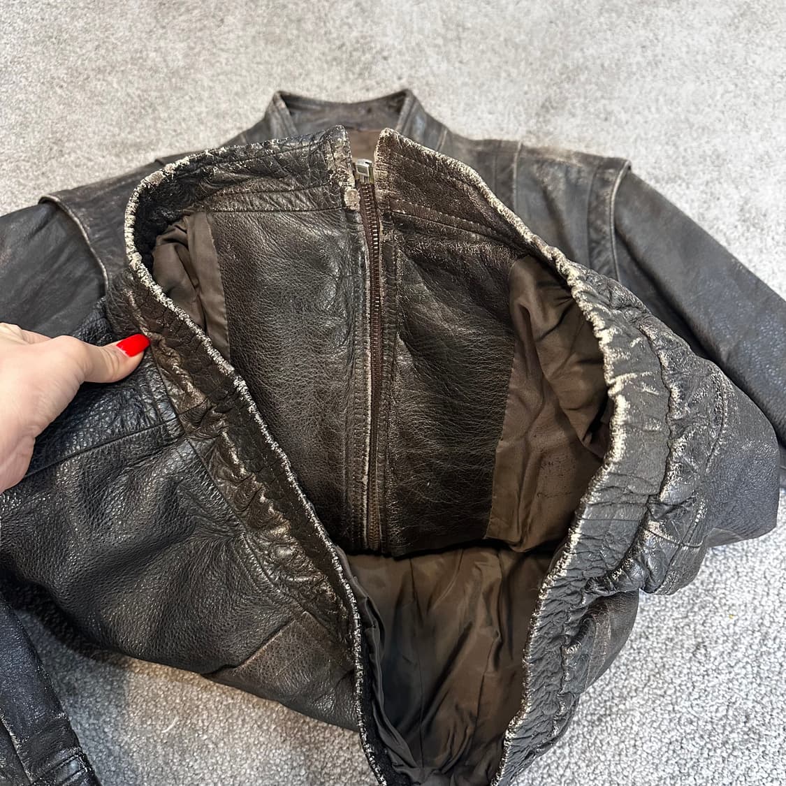인터메조 브라운 소가죽 봄버 자켓M-L 상품이미지8