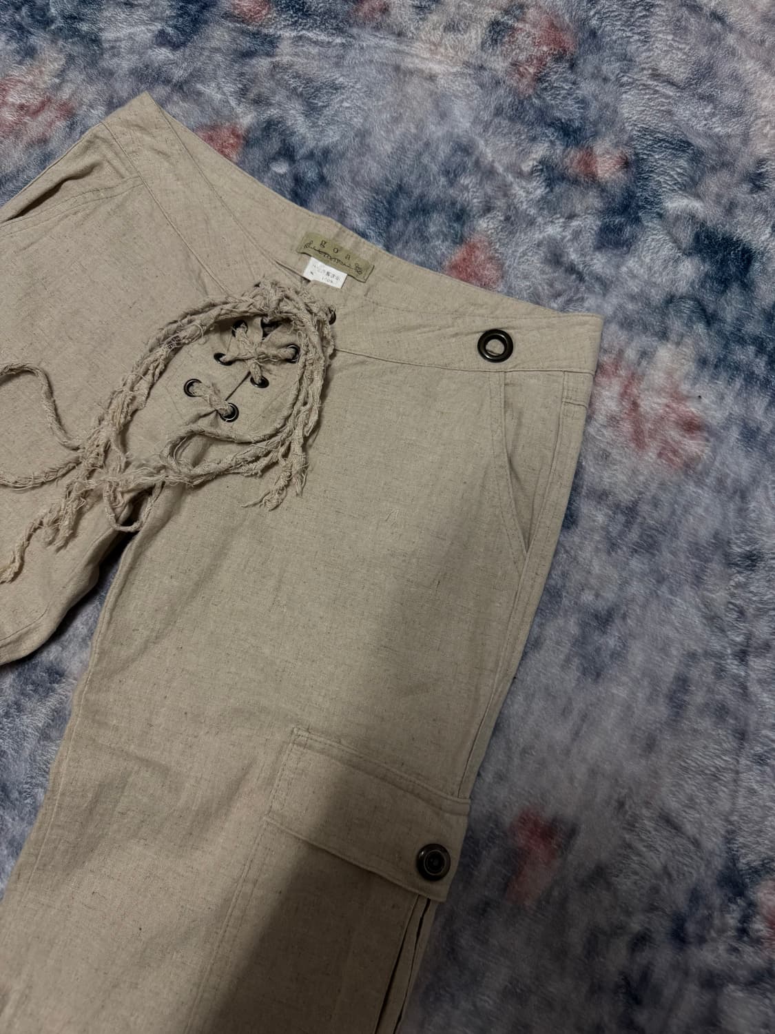 Goa race up boot cut linen cargo pants 상품이미지4