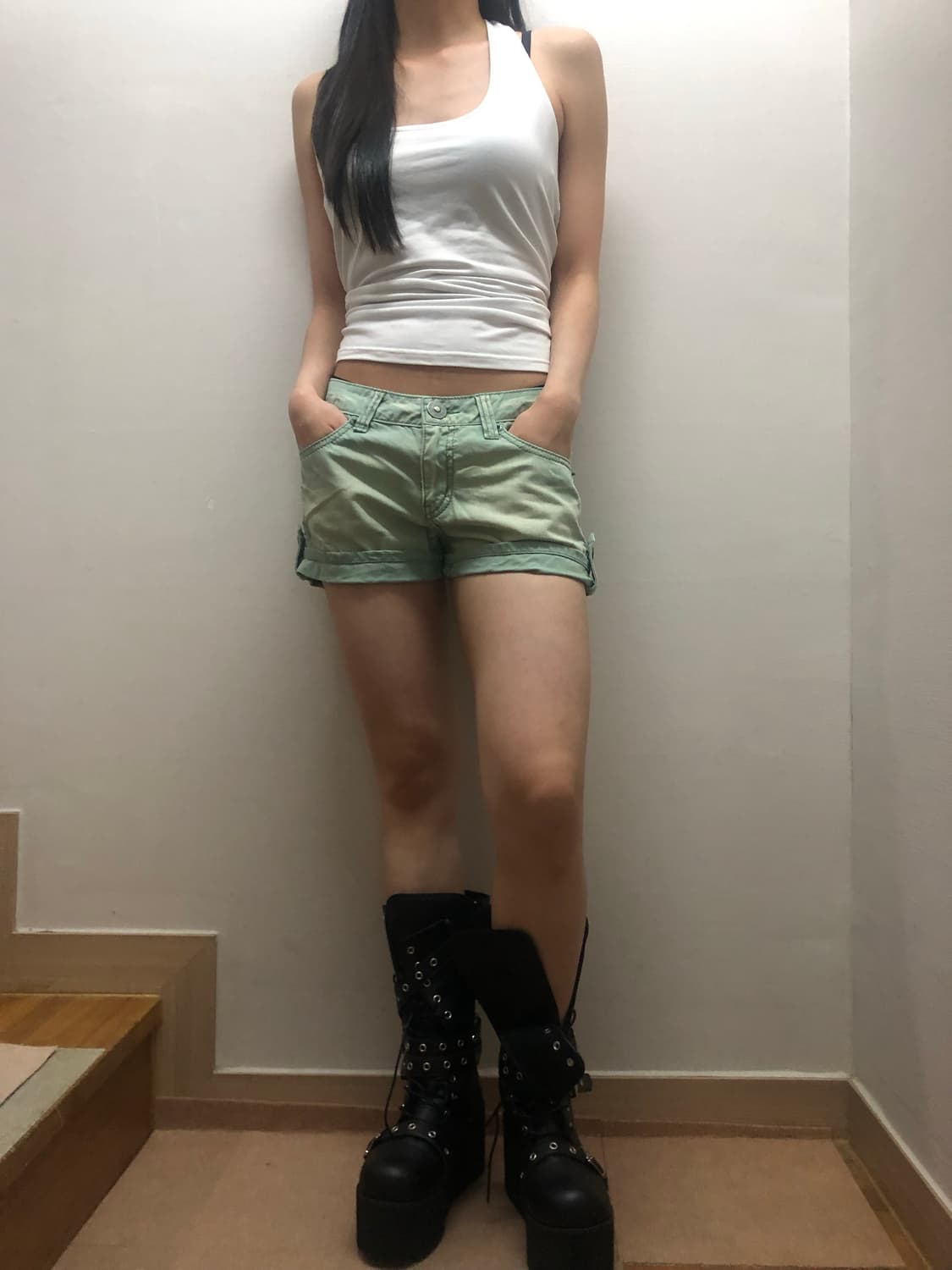 빈티지 민트 데님 워싱 팬츠 상품이미지7