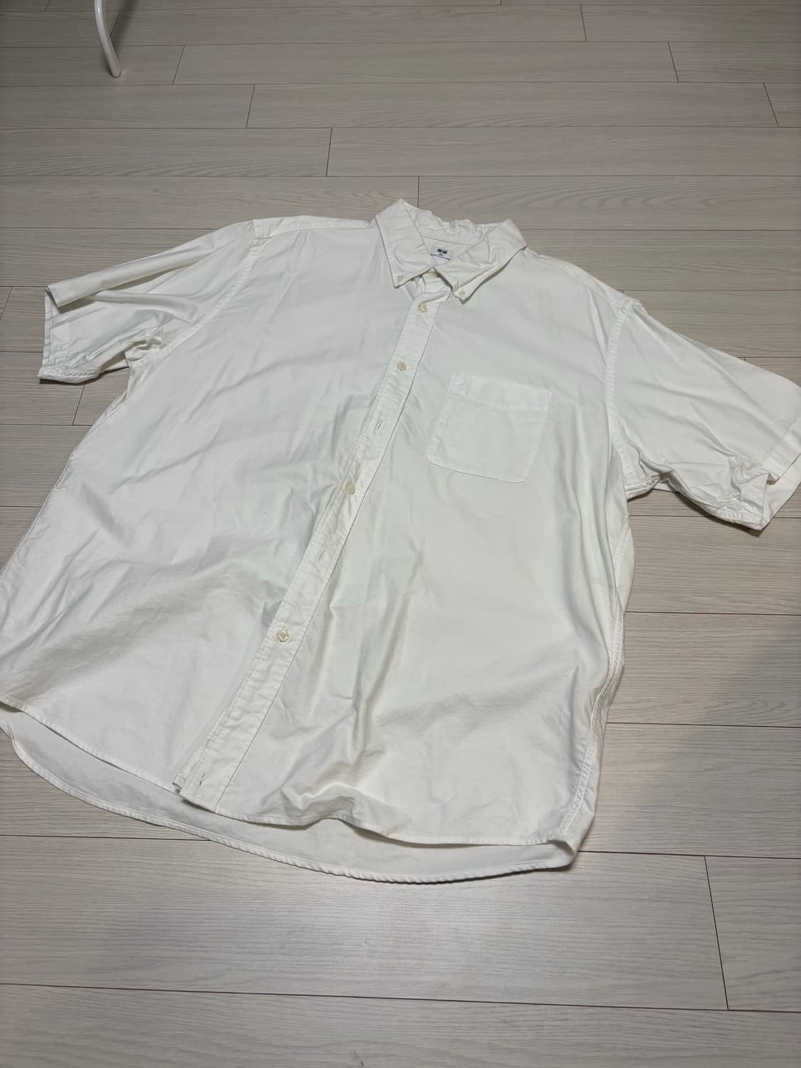 유니클로 옥스퍼드 반팔 셔츠 화이트 3XL 상품이미지1