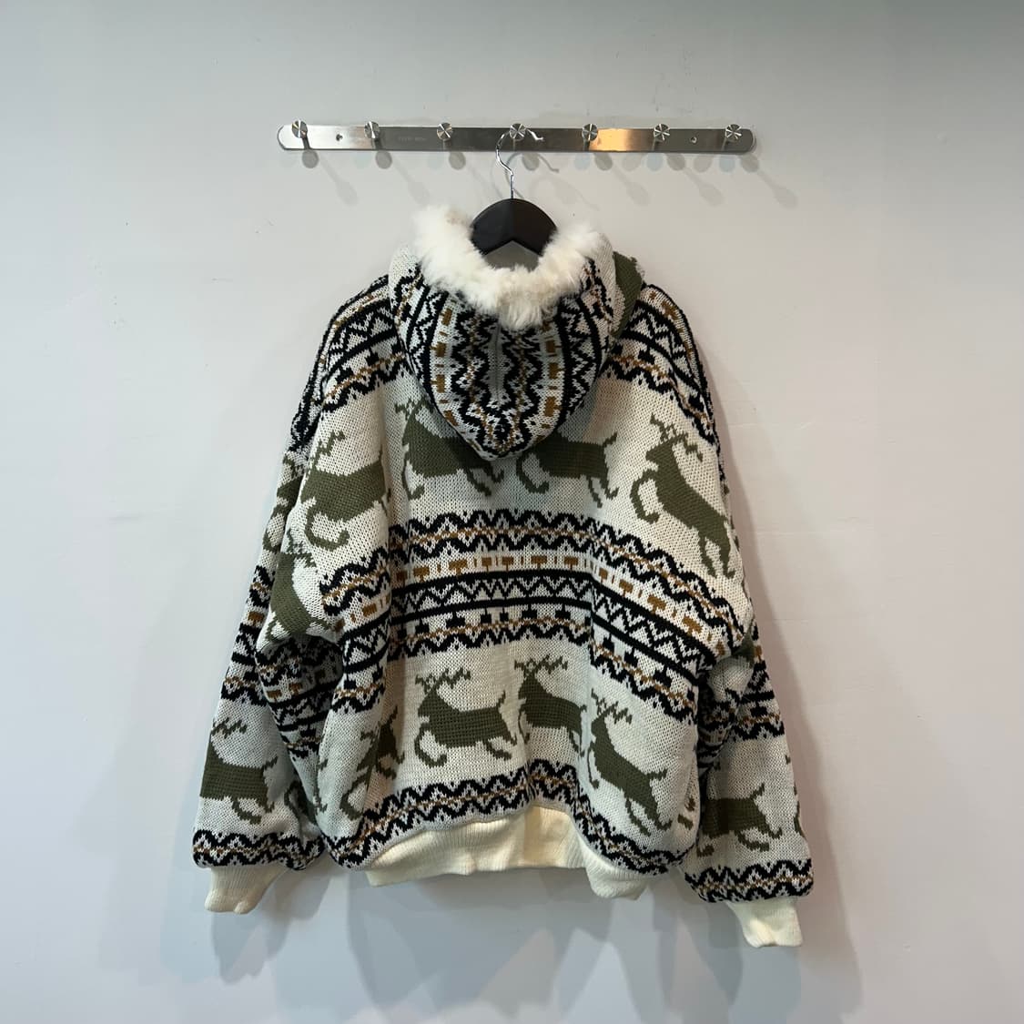 노르딕패턴 셰르파 니트 후드집업 상품이미지8