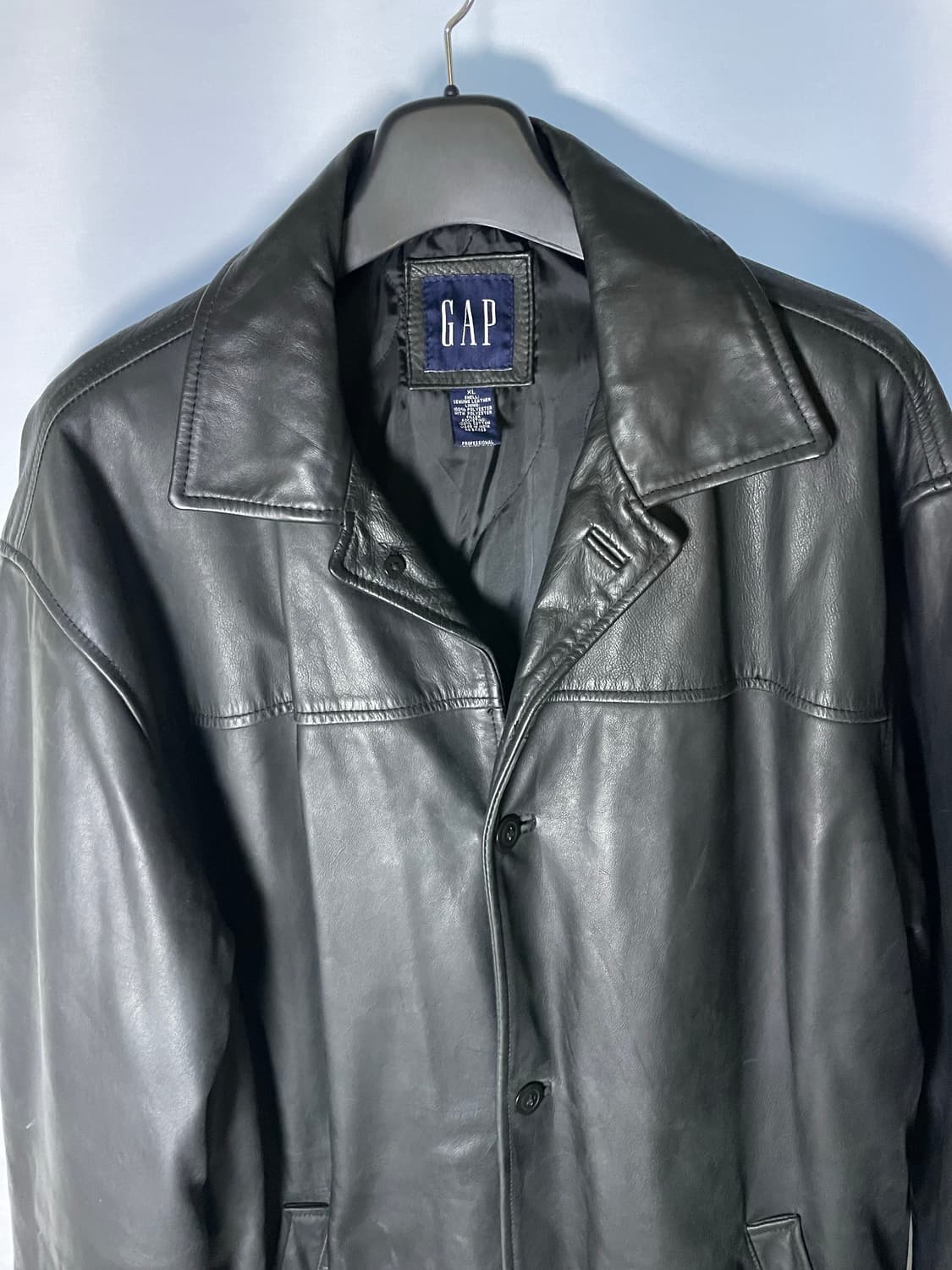 (XL) 90s 빈티지 올드갭 레더 카코트 블랙 상품이미지2