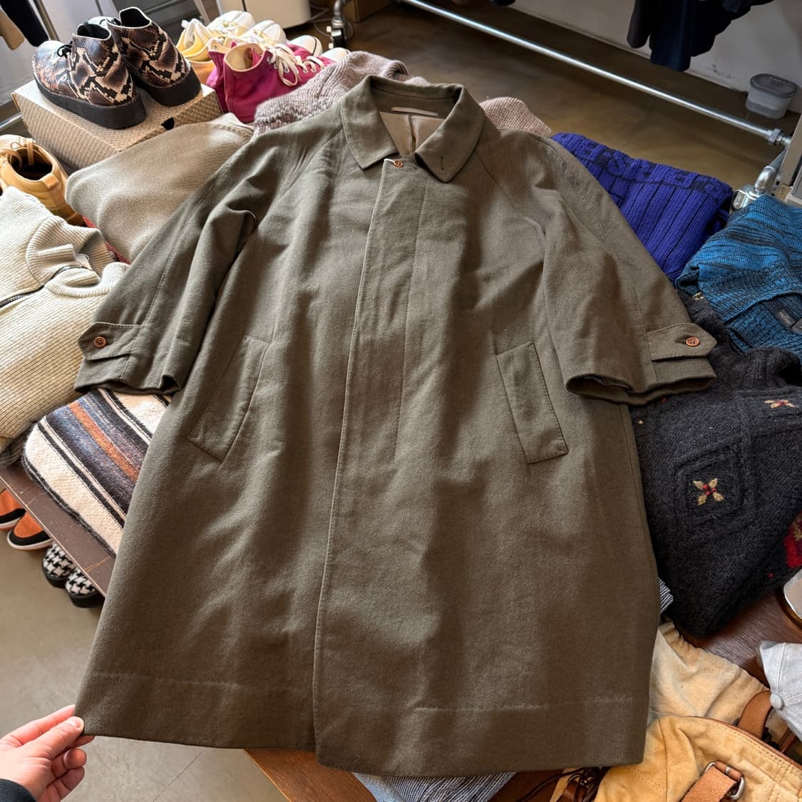 비버 독일 브랜드 로로피아나 100% 캐시미어 그리스 생산 래글런 코트 상품이미지1