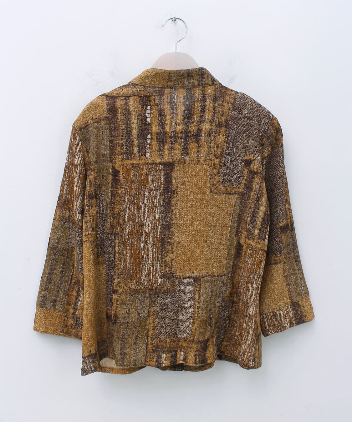 일본 수입 빈티지 옐로우 패턴 핀턱 블라우스 상품이미지5