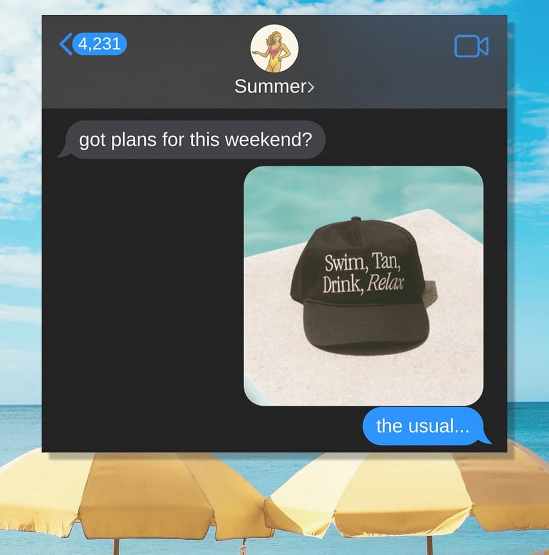 DUVIN 여행 휴양지 컨셉 SWIM TAN DRINK RELAX 모자 상품이미지2