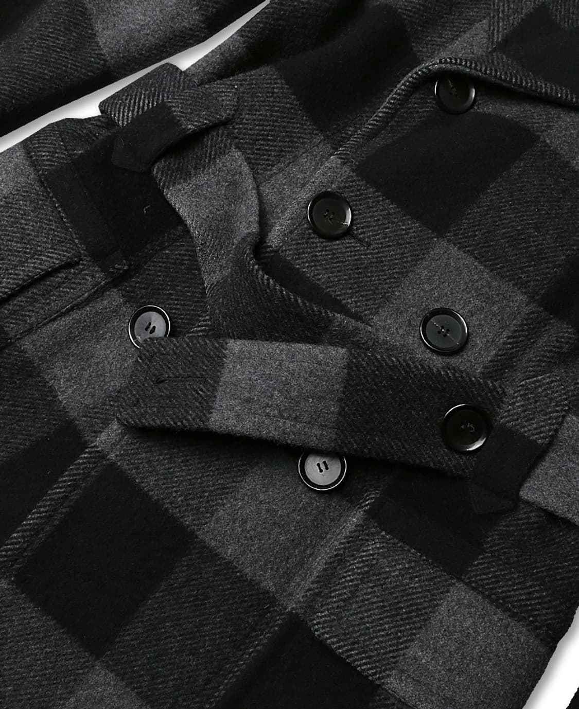 카모시타 [Camoshita] 블랙 체크 네프 숄 벨트 코트 상품이미지3