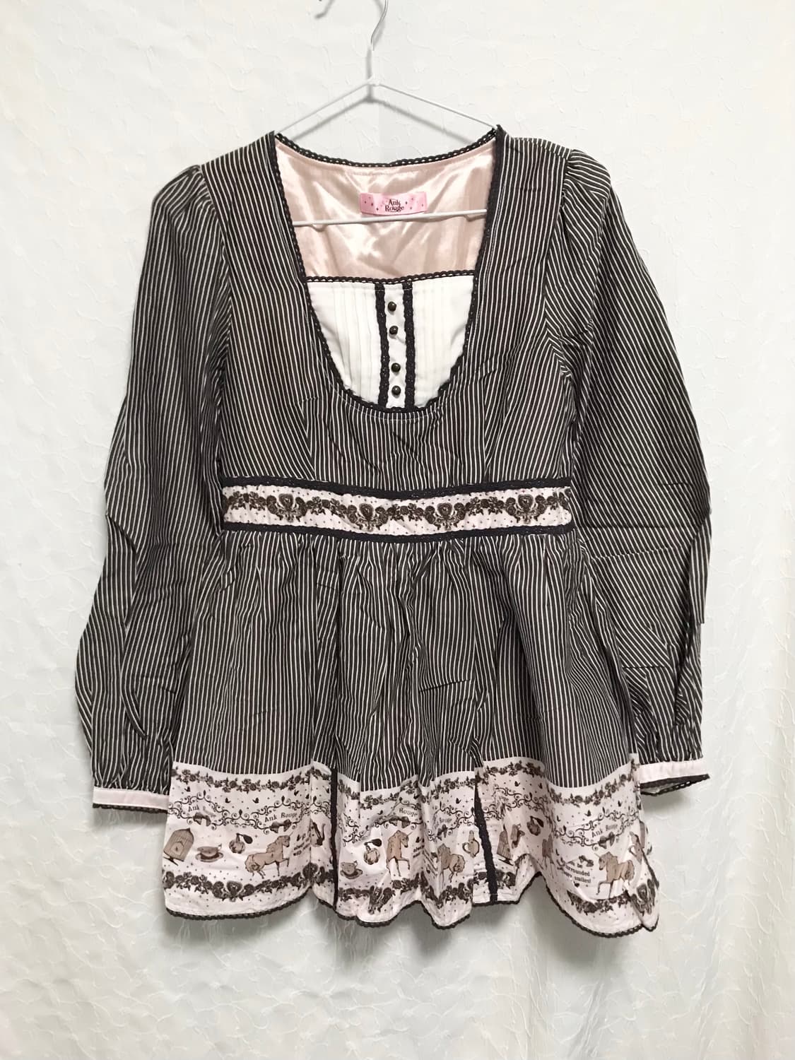 빈티지 ankrouge 앙크루즈 라떼갸루 딸기초코 스트라이프 원피스 상품이미지1