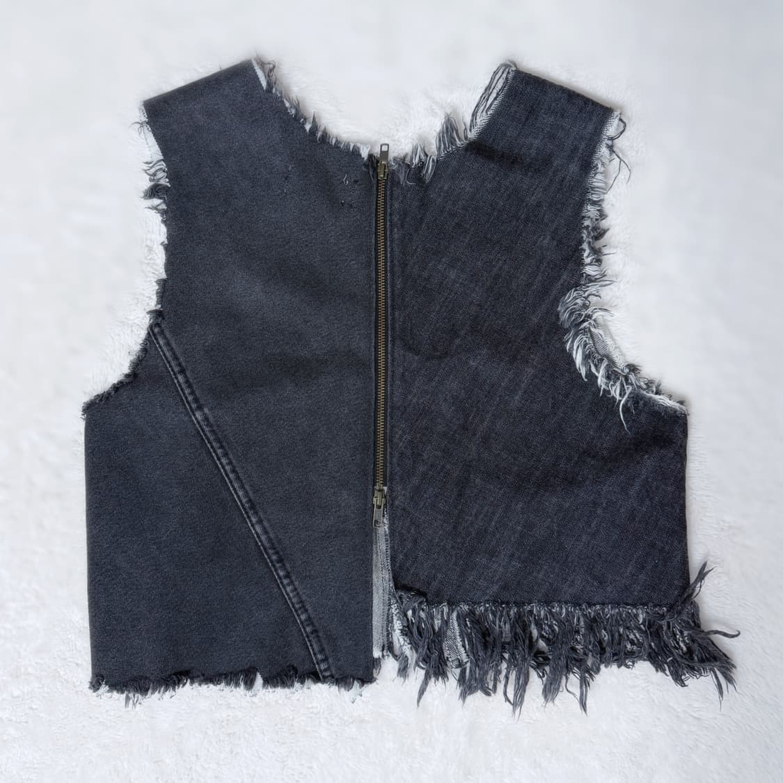 77circa 나나서카 프린지 그런지 펑크 데미지 크롭 데님 베스트 상품이미지3