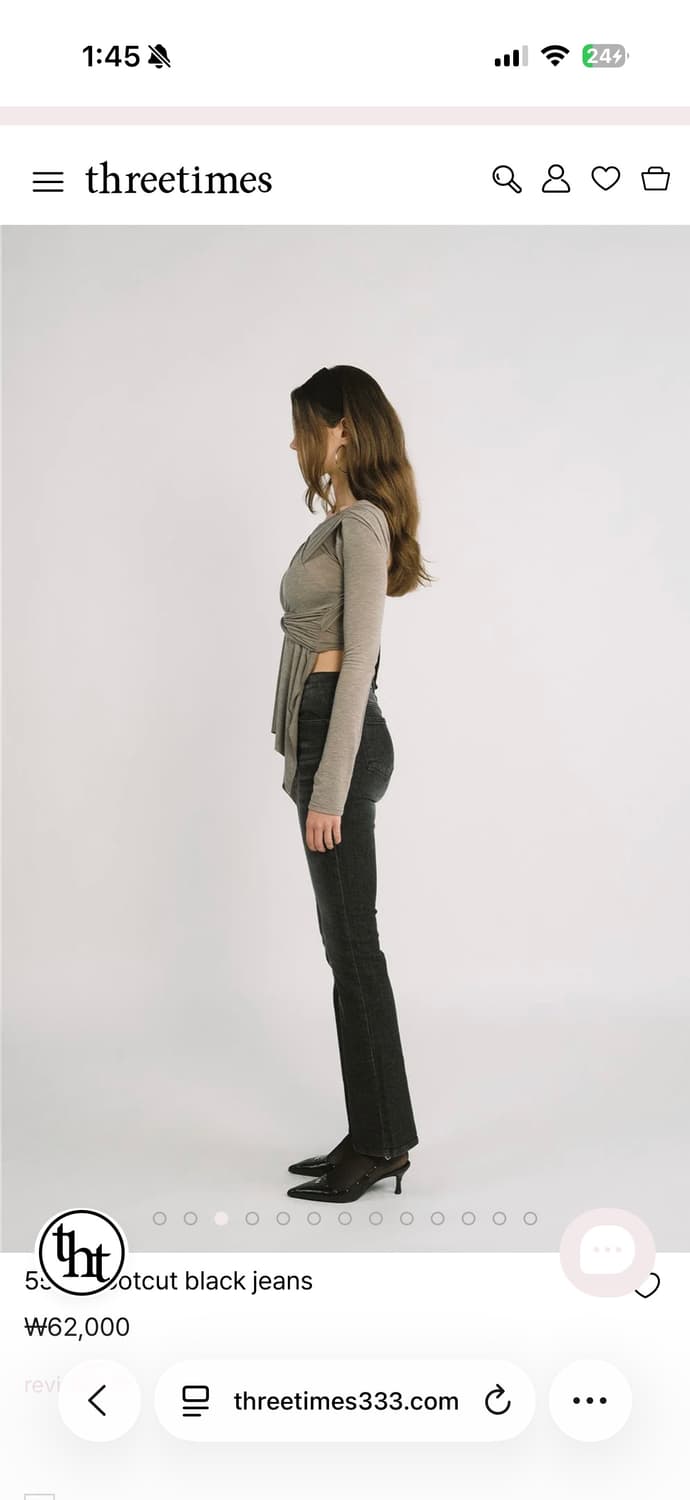 쓰리타임즈 부츠컷 데님 팬츠 블랙 흑청 m 상품이미지7