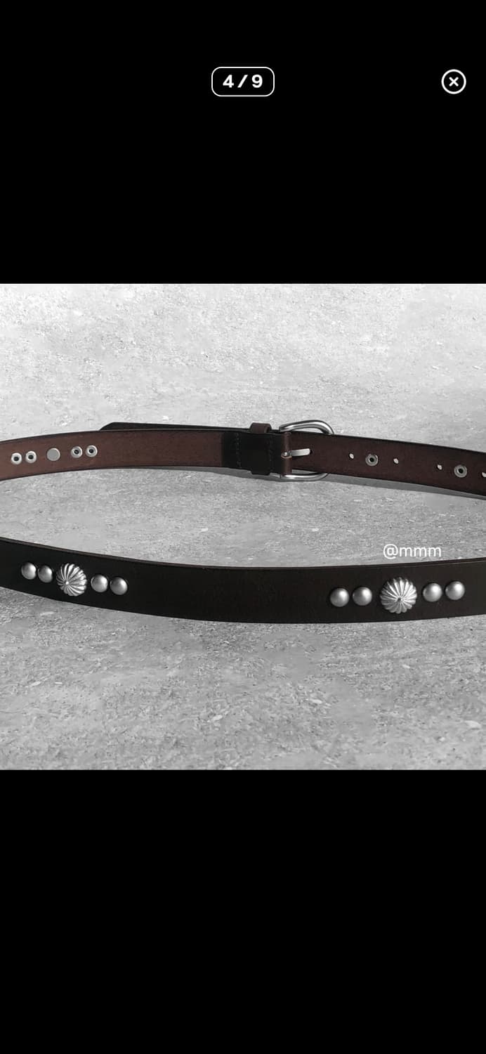 찡 스터드 가죽 벨트 브라운 상품이미지4