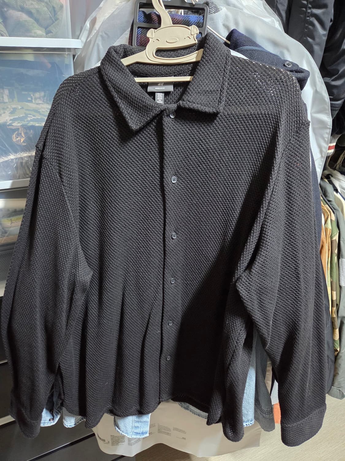 H&M 메쉬 니트 셔츠 블랙 (XL) 상품이미지1