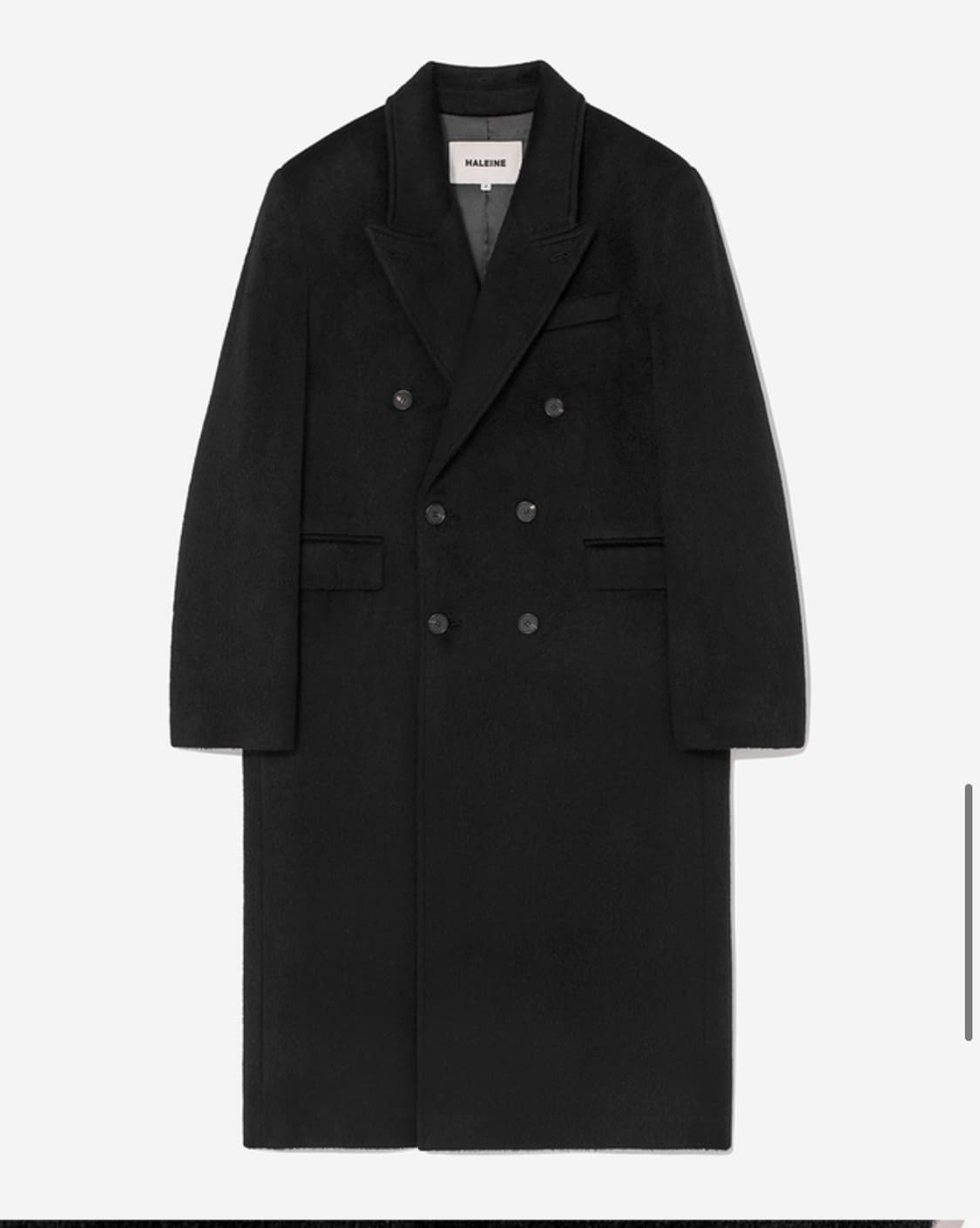 1) 알렌느 더블 브레스티드 알파카 맥시 코트 블랙 상품이미지2
