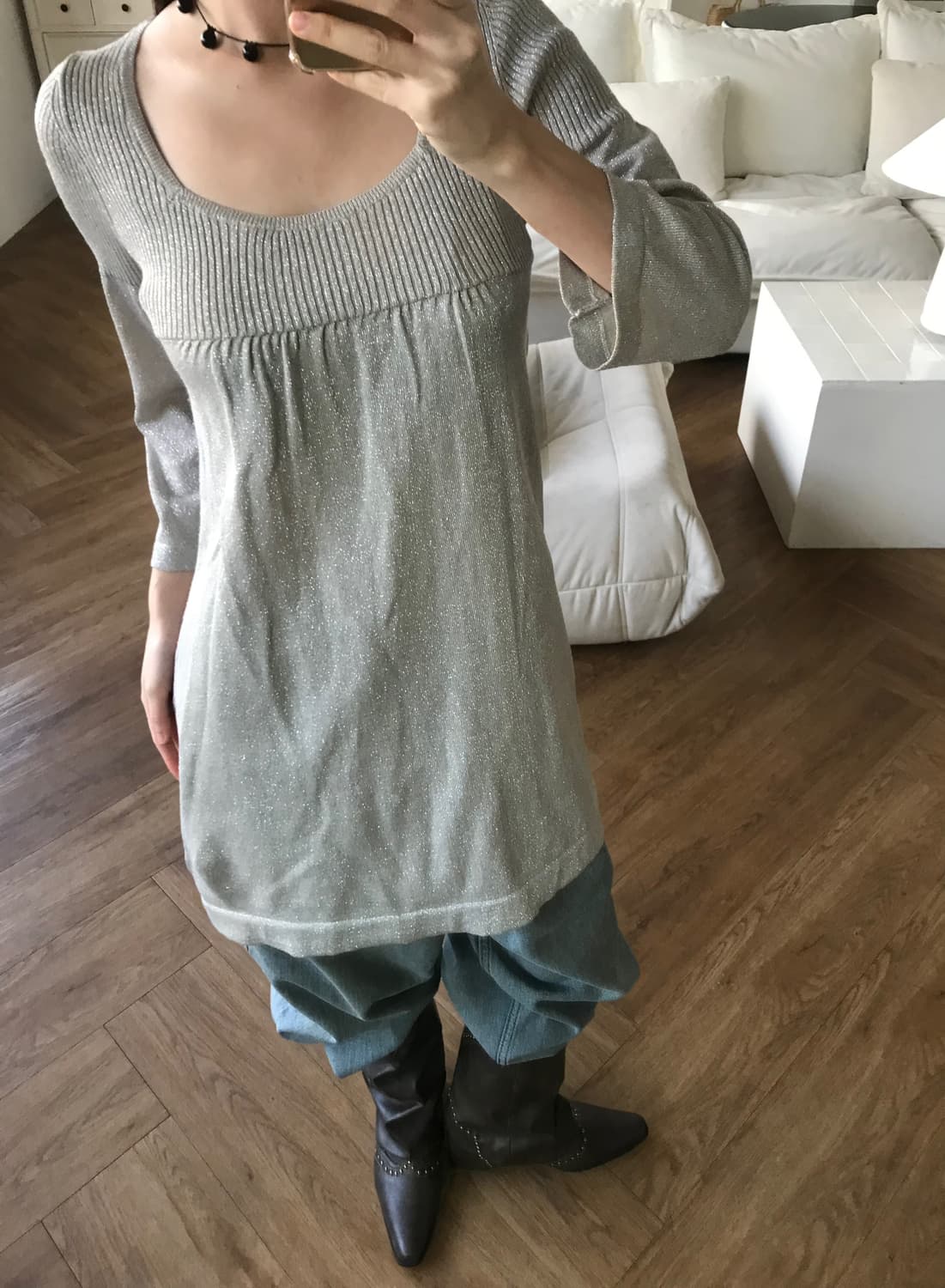 vintage grey pearl one-piece 상품이미지1