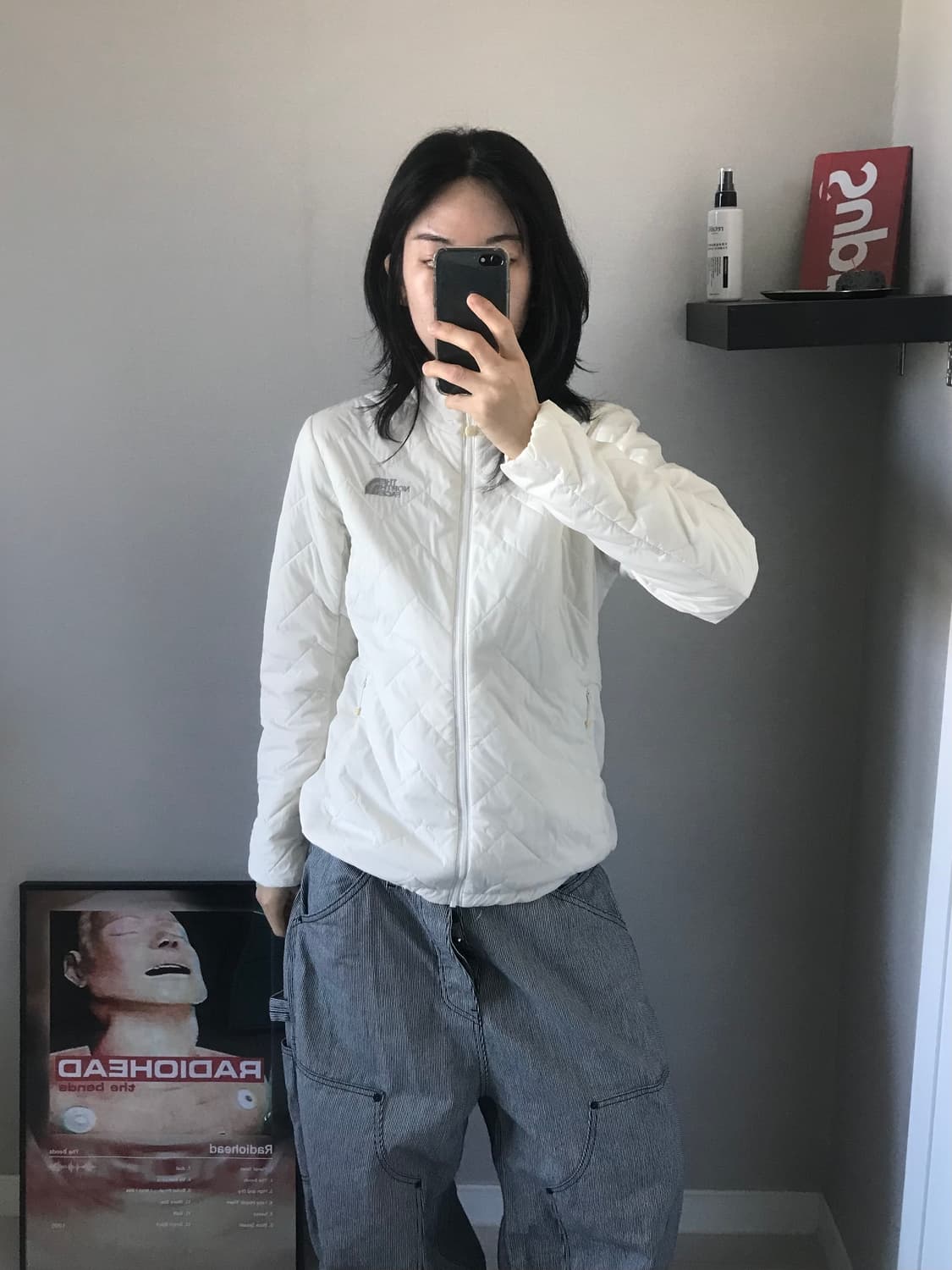 노스페이스 V-Motion 로고 화이트 경량 패딩 상품이미지1