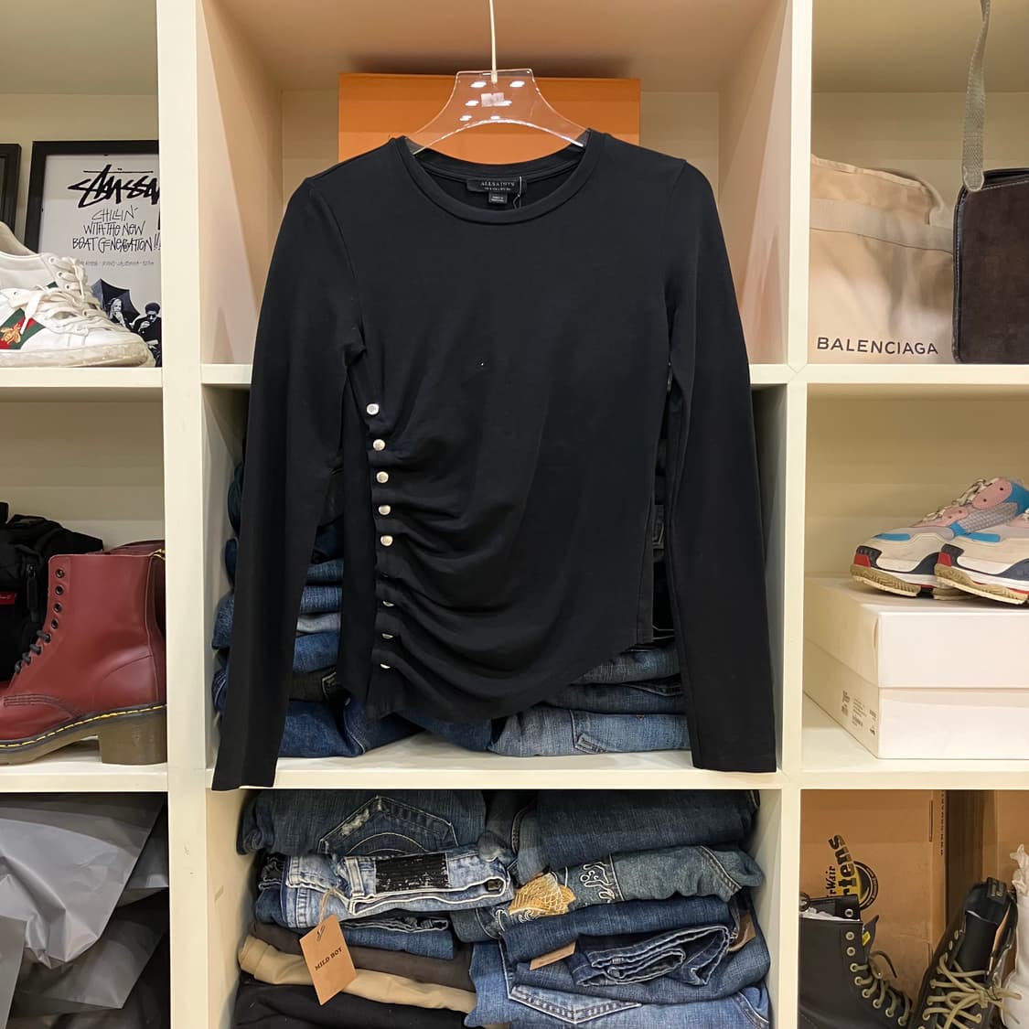 올세인츠 블랙 셔링 롱슬리브 34 상품이미지1