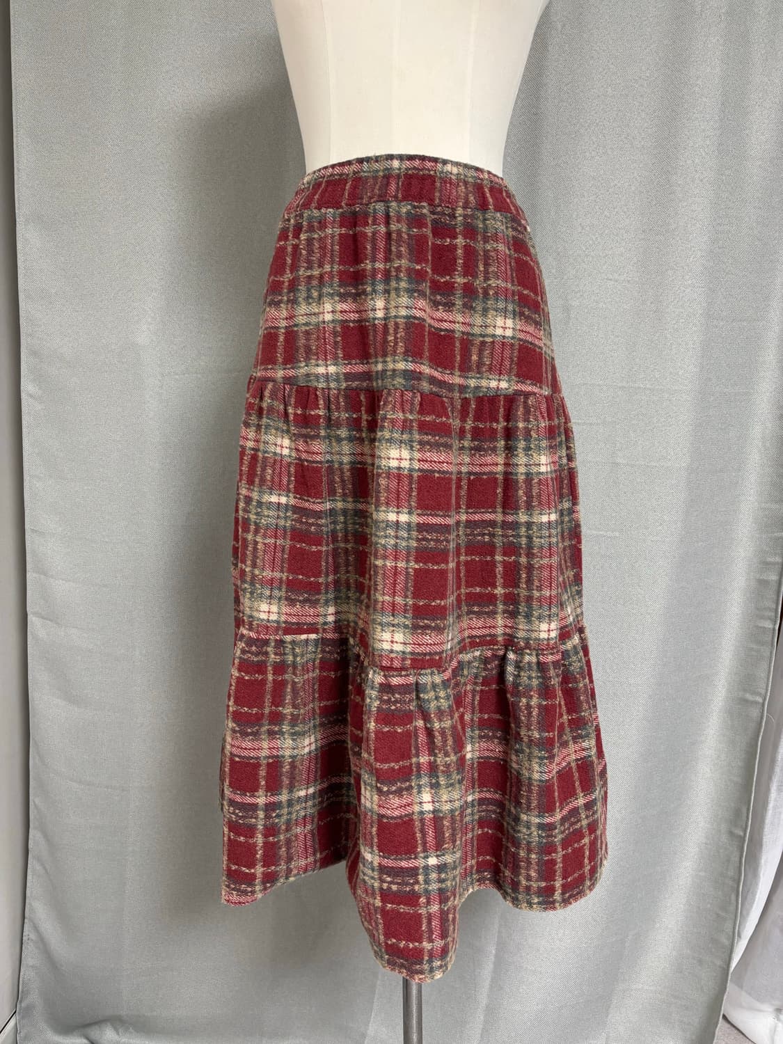 레디쉬 빈티지 체크 울 롱 스커트 상품이미지5