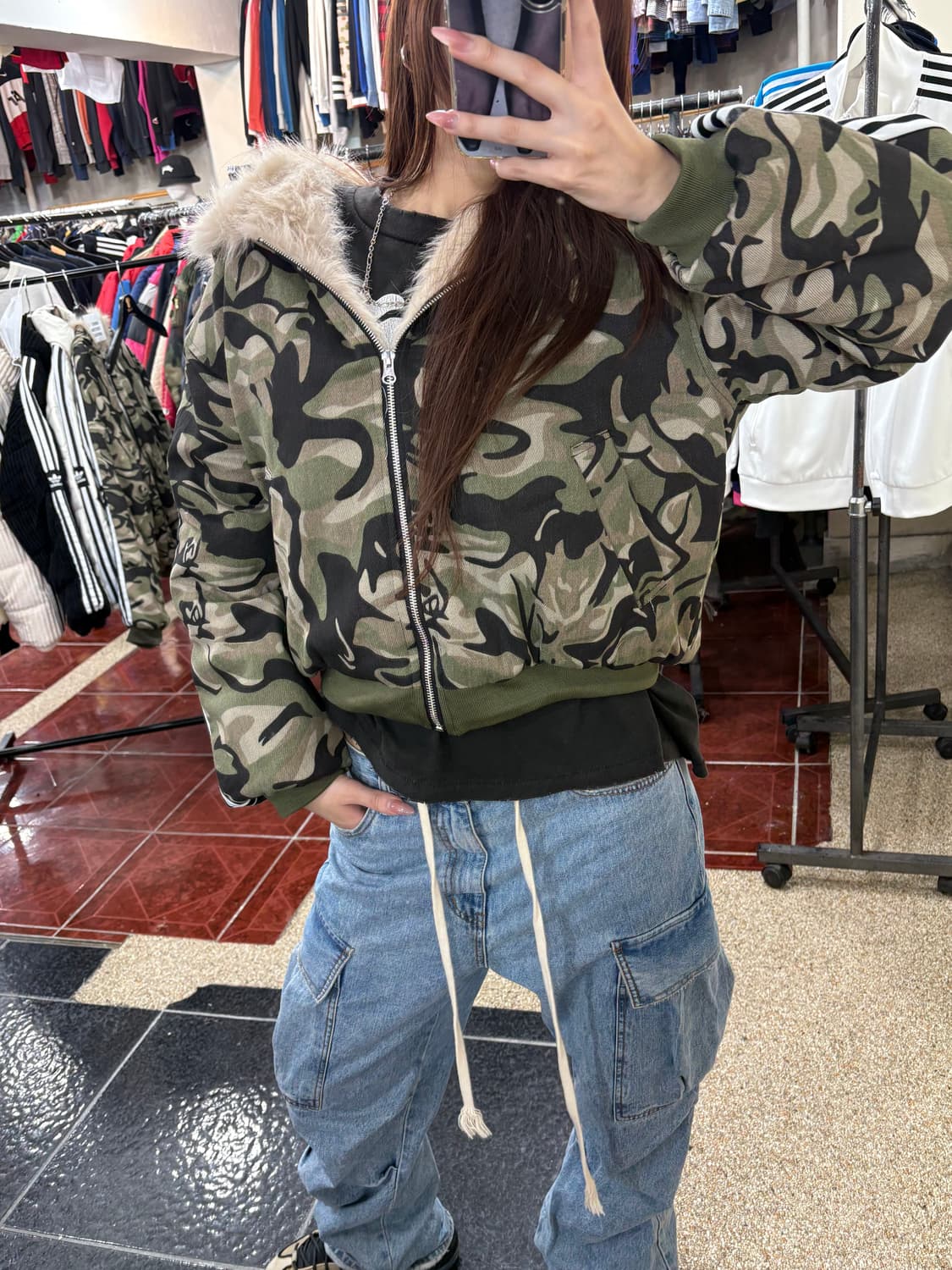 커스텀 카모 퍼 누빔패딩 상품이미지8