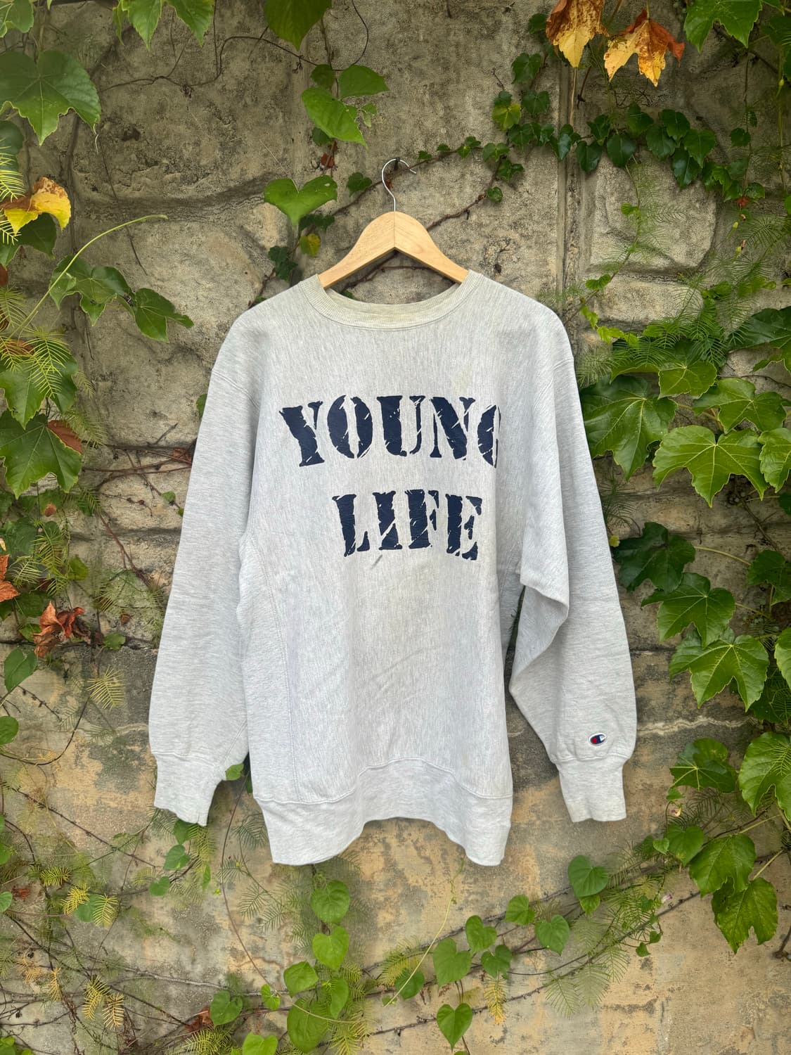 80s 챔피온 young life 프린팅 리버스위브 usa 스웻 맨투맨 상품이미지1