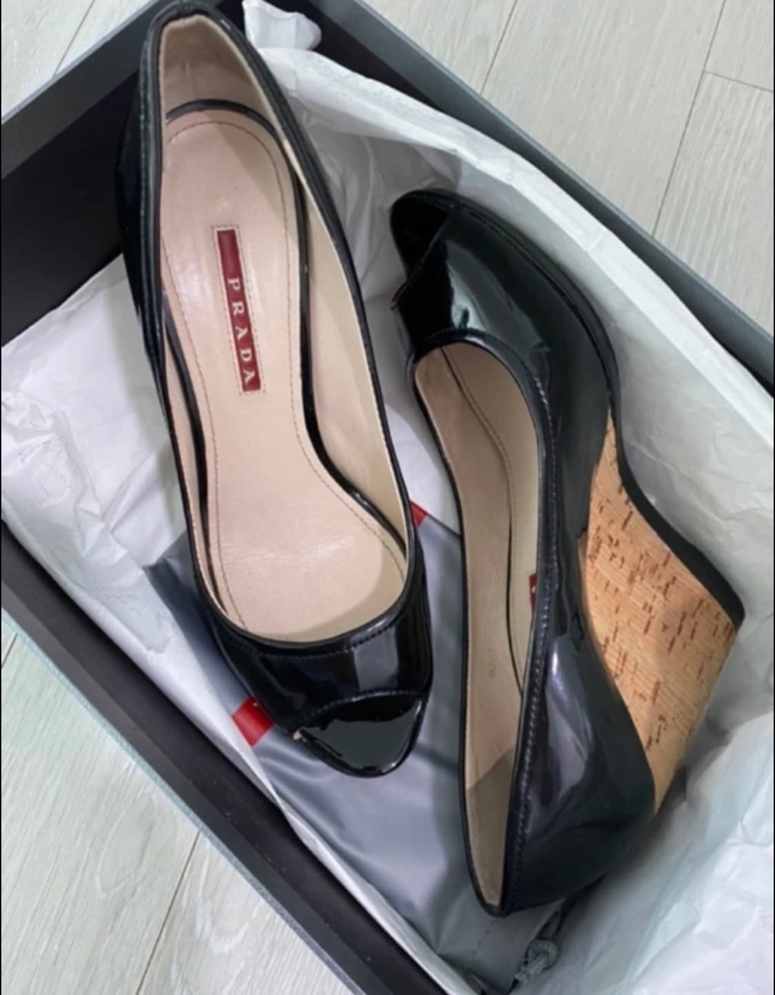 Prada open toe wedge heels 240 상품이미지3