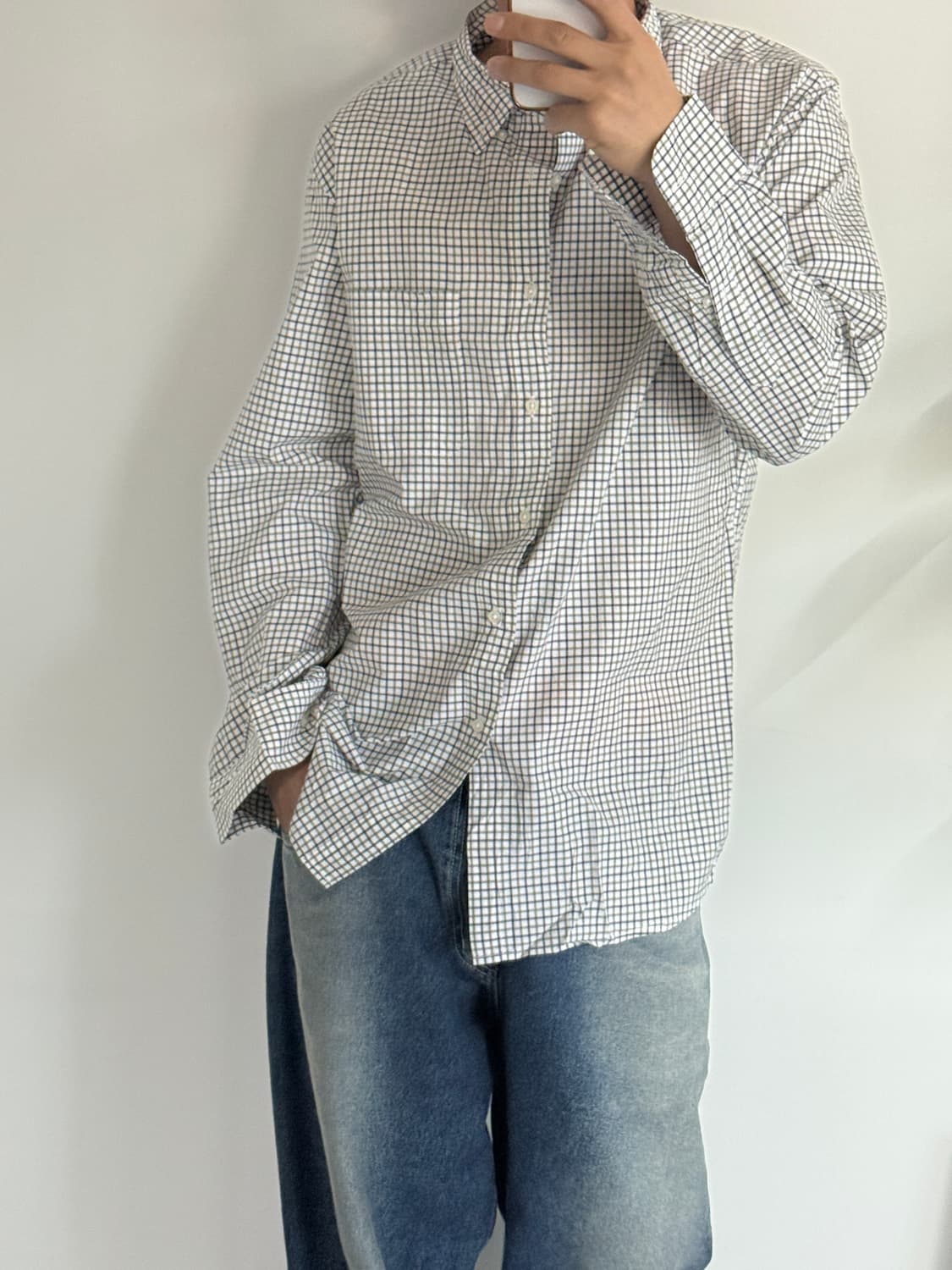 새상품급 유니클로 셔츠 그린체크 상품이미지2