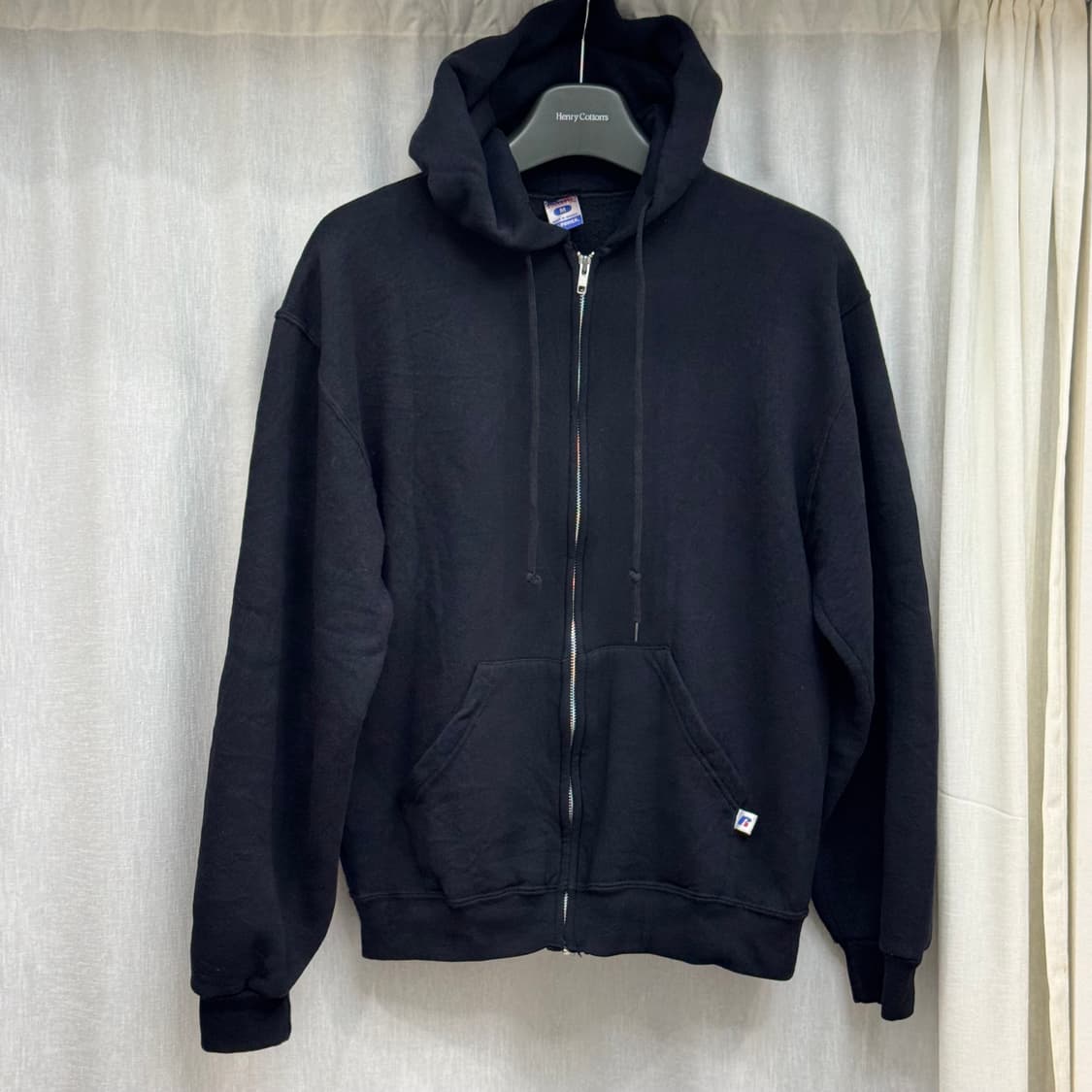 M) 00s 러셀 애슬레틱 빈티지 후드 집업 블랙 상품이미지2