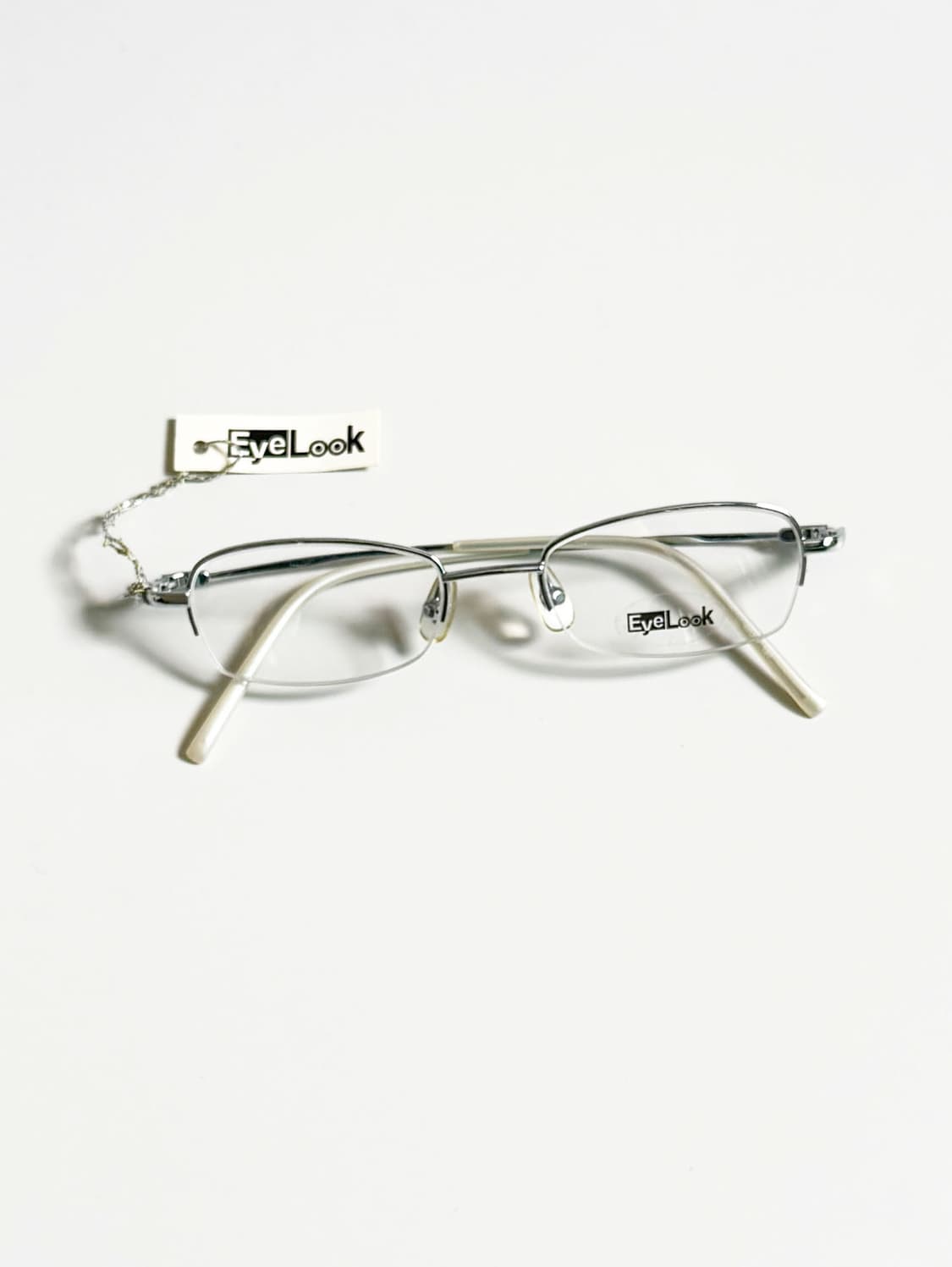 EYE LOOK 실버 메탈 반무테 스퀘어 빈티지 안경 상품이미지1