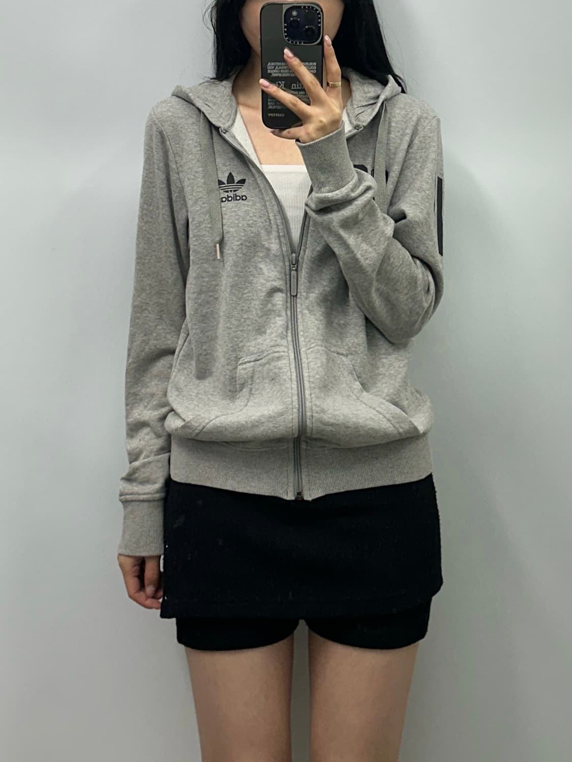 아디다스 빅로고 그레이 후드집업 상품이미지1