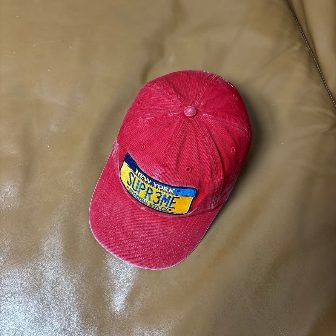 슈프림 6패널 볼캡 모자 라이센스 워시드 레드 상품이미지5