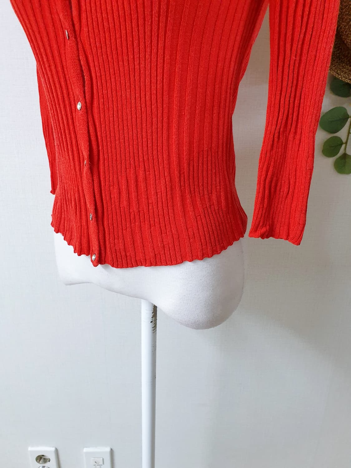 발렌티노 정품 이태리산 골지가디건 44 55 오렌지레드 상품이미지4
