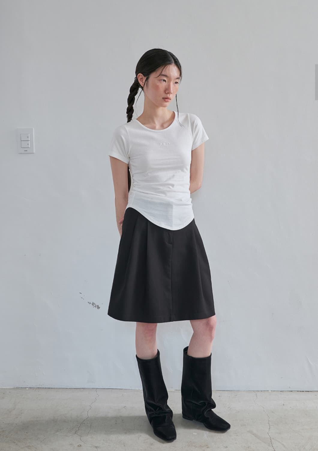 베이지 미디 스커트 상품이미지3
