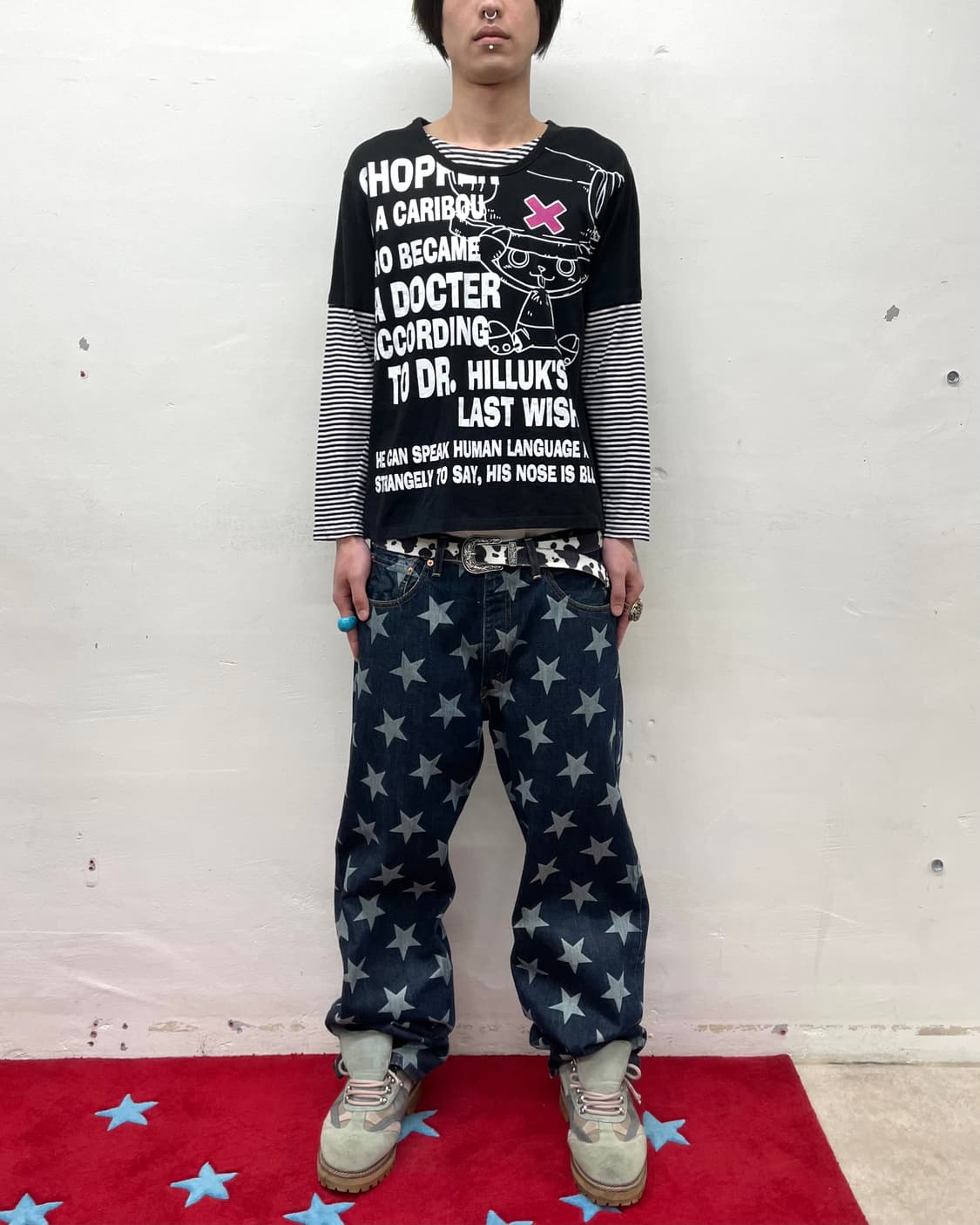 Chopa lettering striped layered sleeves 상품이미지3