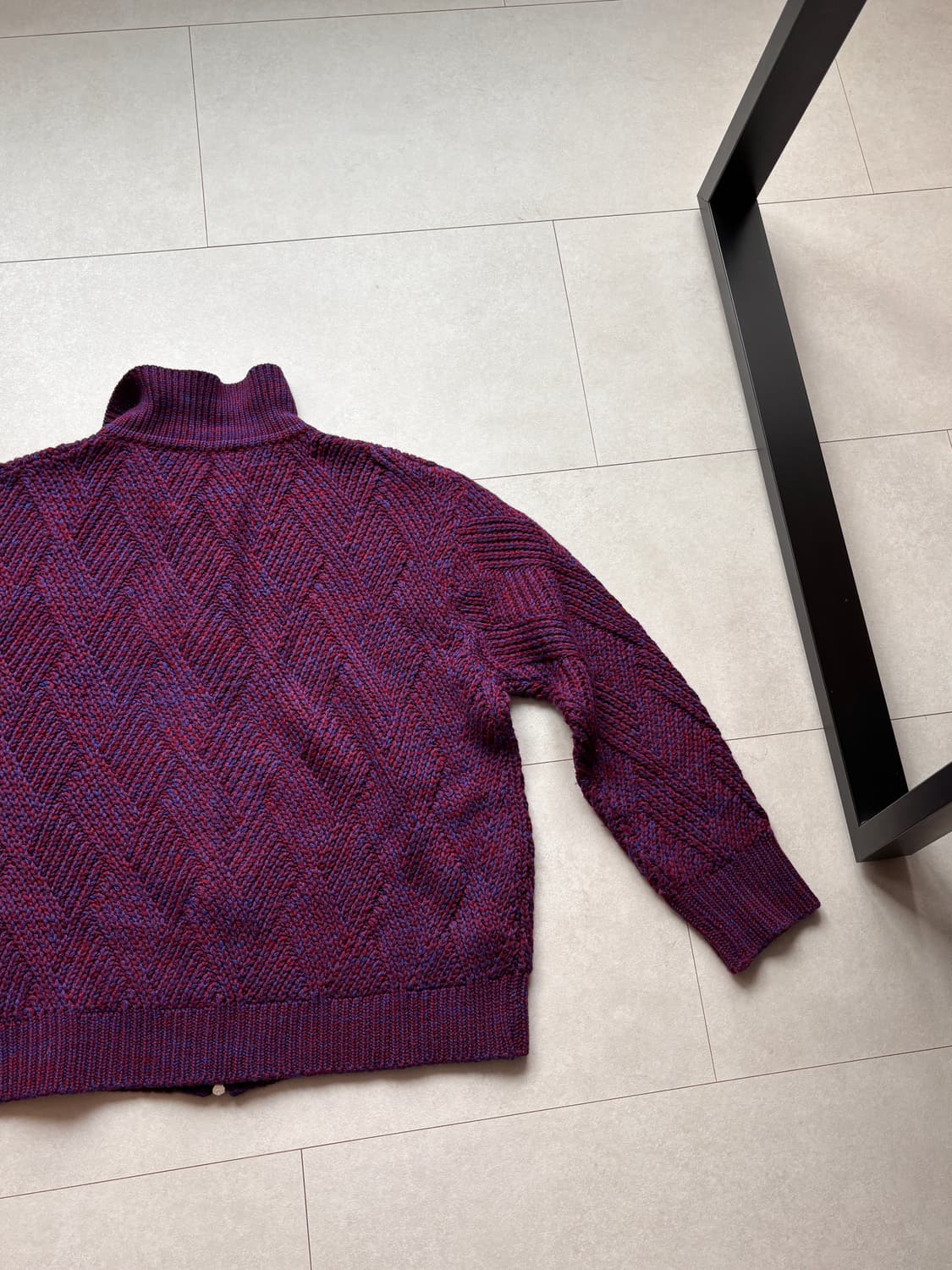 Wool Blend Purple Knit Zipup Cardigan L 상품이미지9