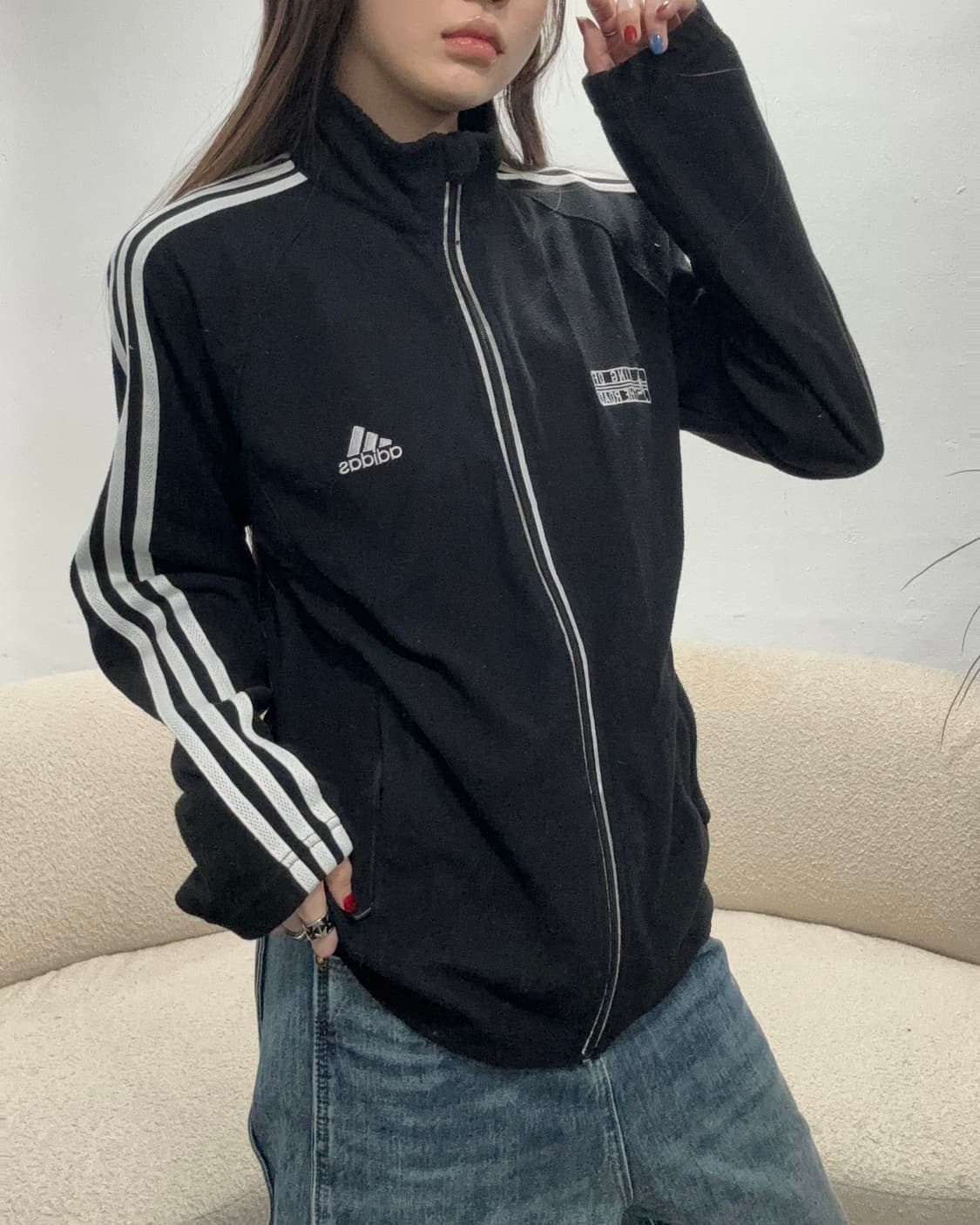 90s ADIDAS 올드스쿨 블랙 트랙 자켓 상품이미지1