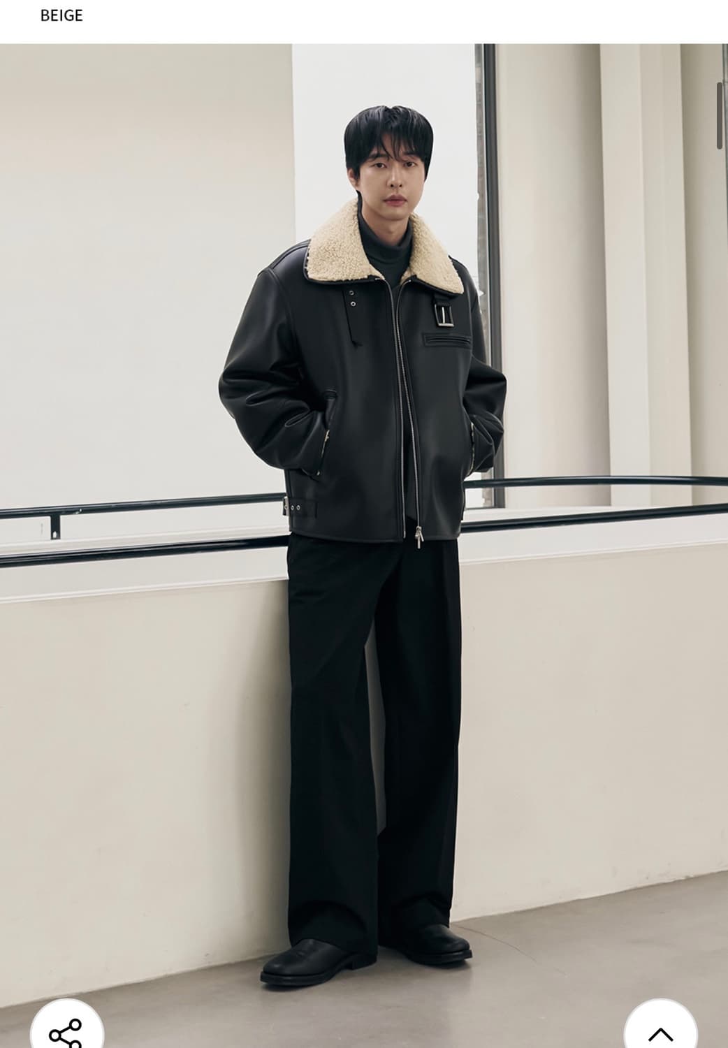 (새상품)(L) 드로우핏 시어링 미니멀 무스탕 자켓 [BEIGE] 판매 상품이미지4