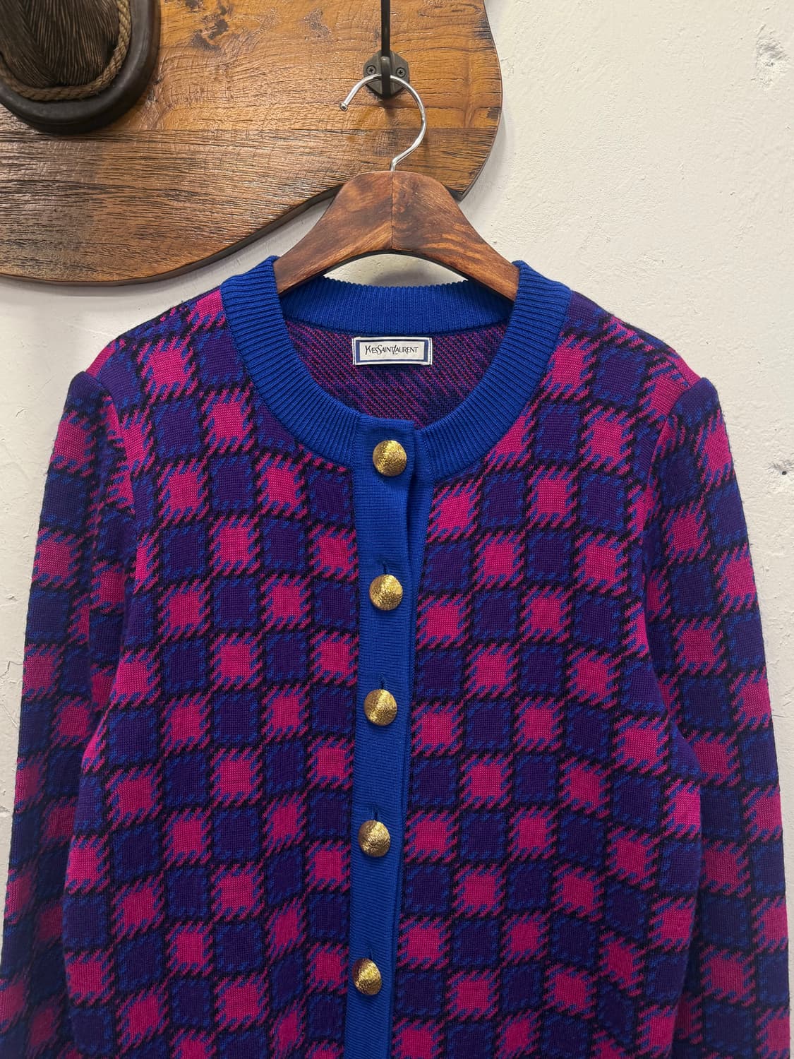 55) Yves Saint Laurent Wool Check Cardig 상품이미지1